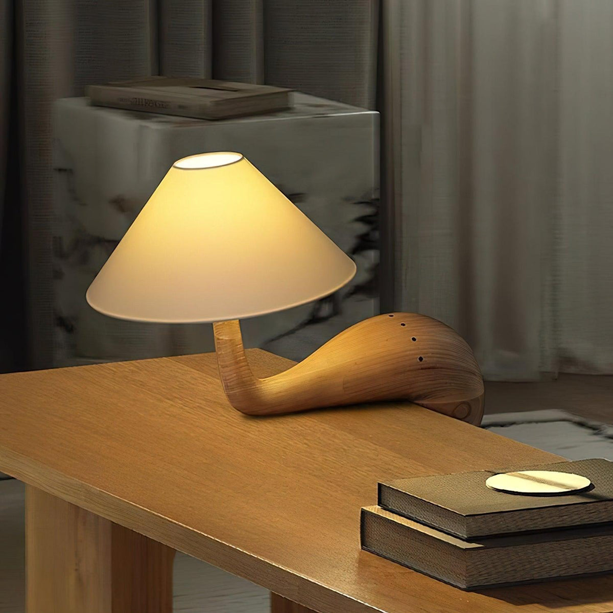 Solisise lámpara de mesa artística de madera