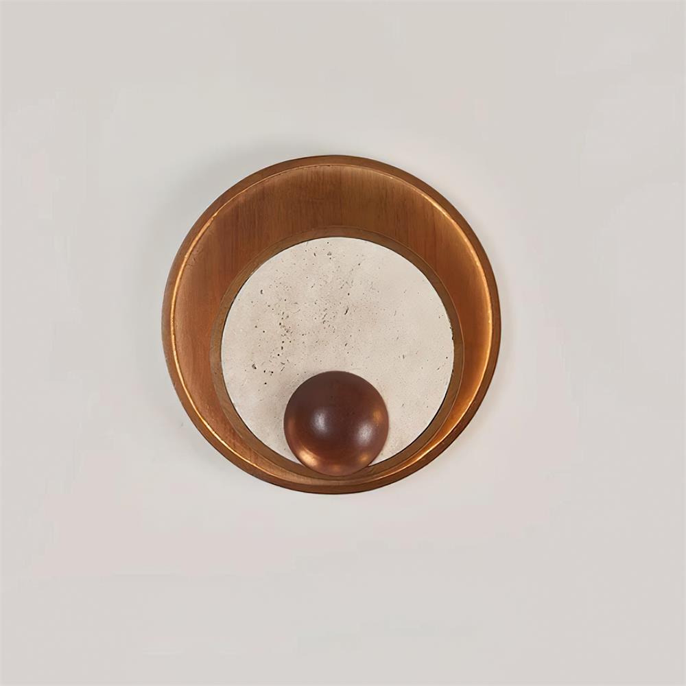 Noriviella aplique de pared travertino Marco Circular de madera