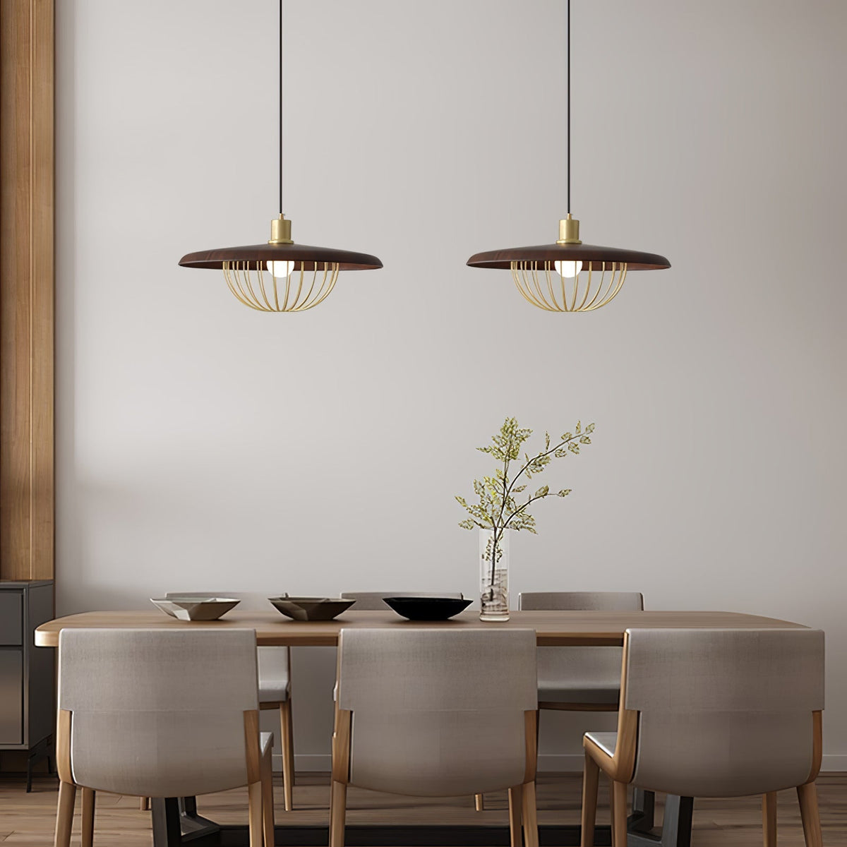 Rinoira lámpara colgante de madera estilo retro vintage