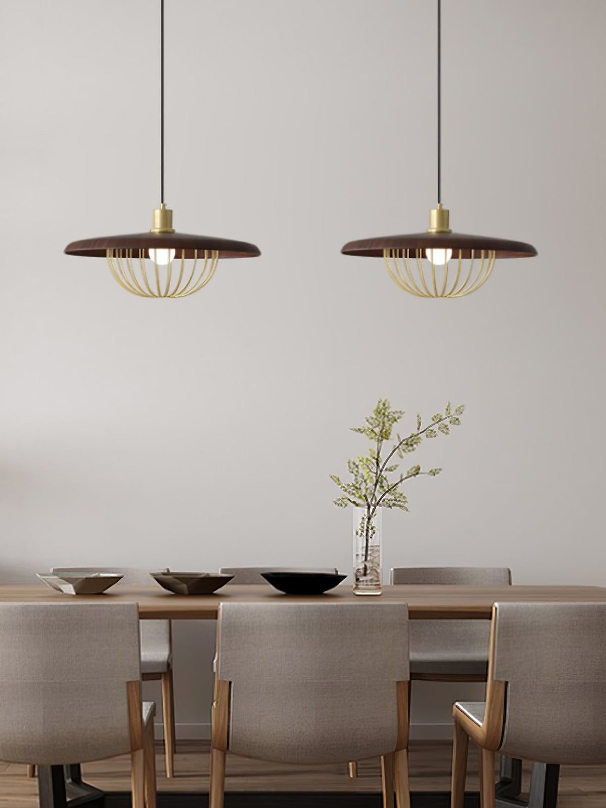 Rinoira lámpara colgante de madera estilo retro vintage