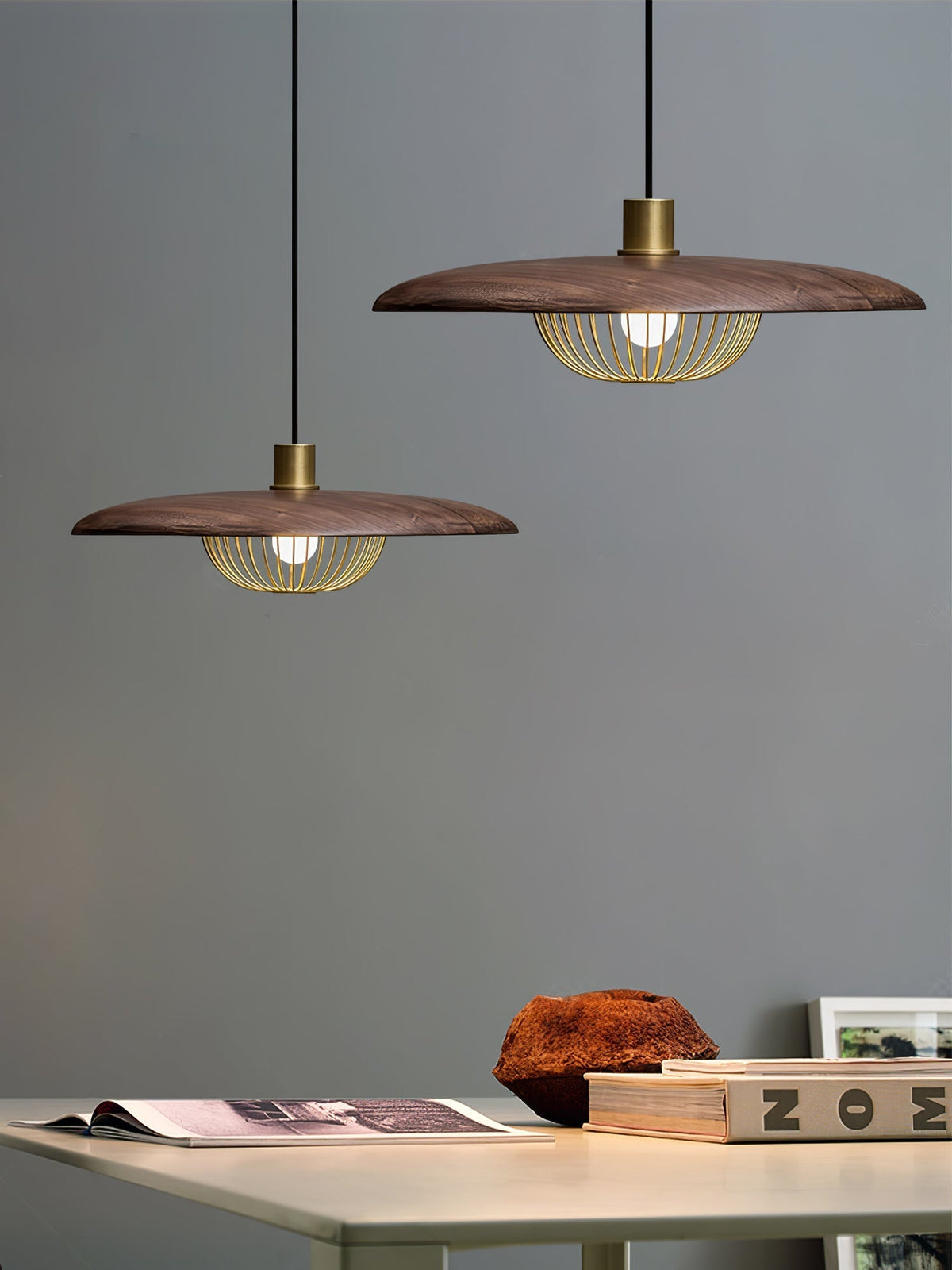 Rinoira lámpara colgante de madera estilo retro vintage