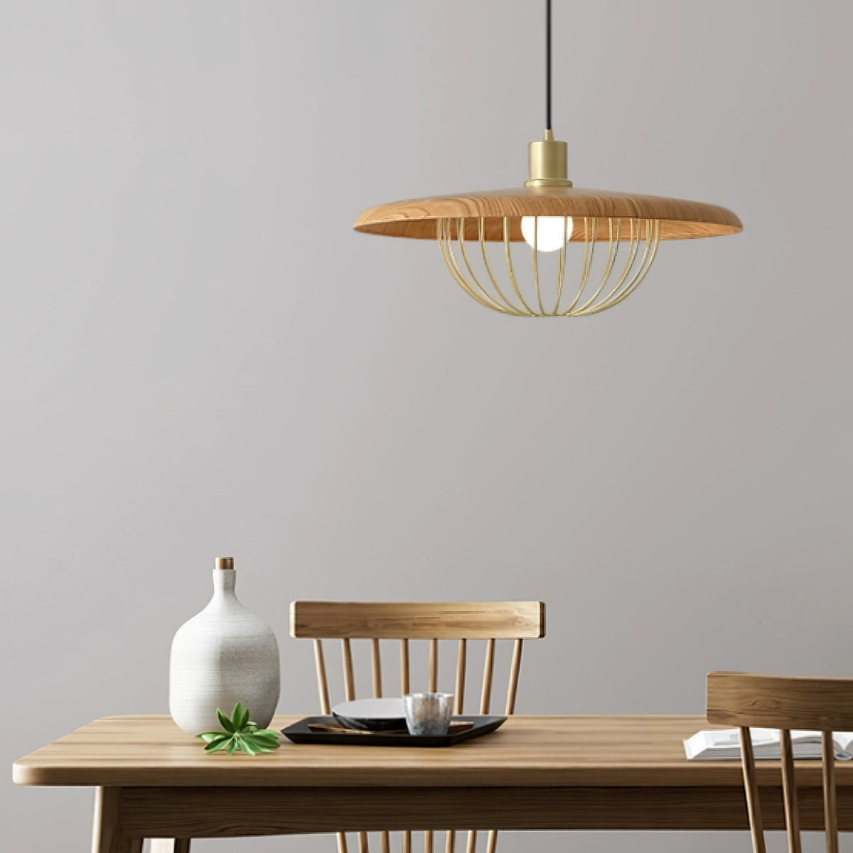 Rinoira lámpara colgante de madera estilo retro vintage