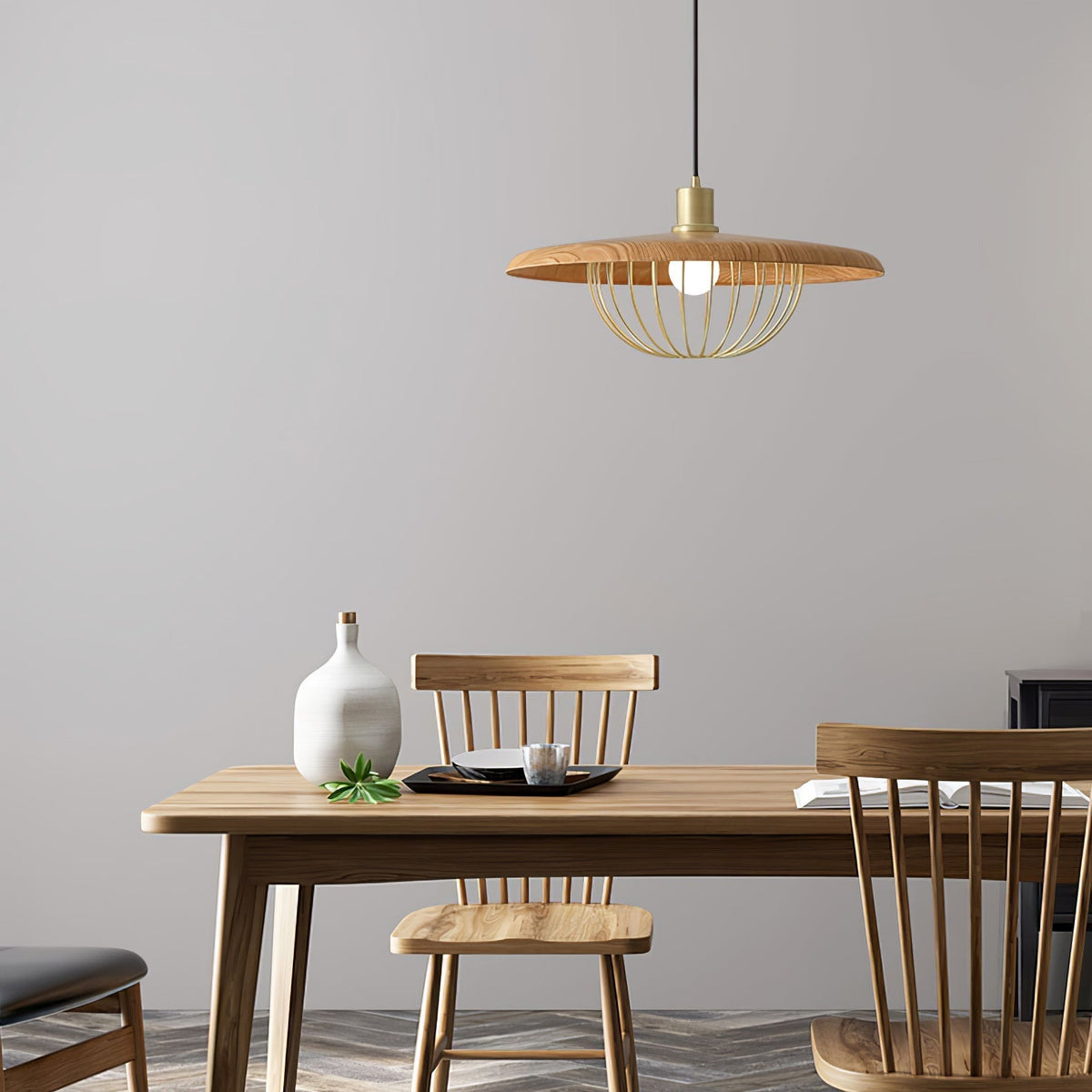 Rinoira lámpara colgante de madera estilo retro vintage