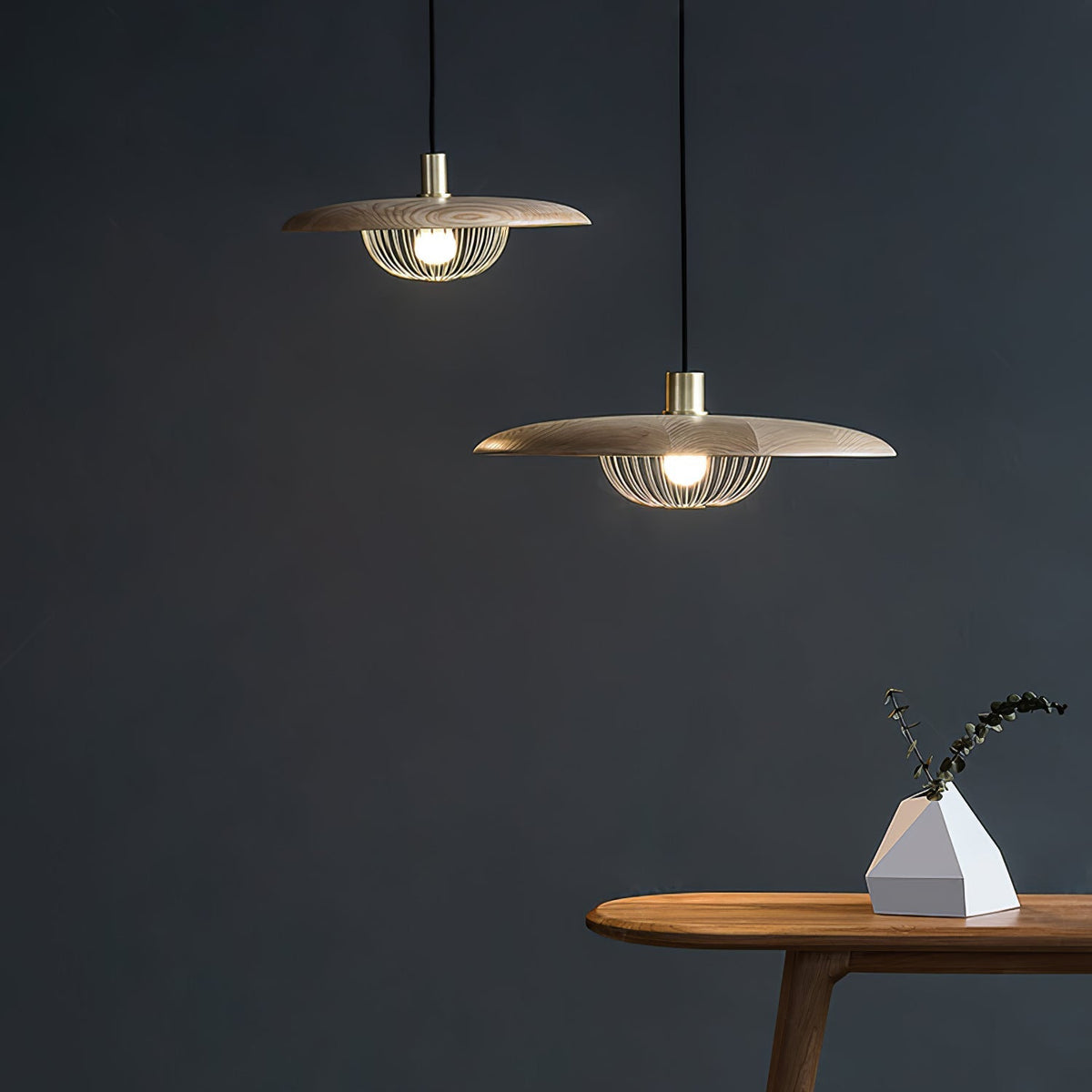 Rinoira lámpara colgante de madera estilo retro vintage