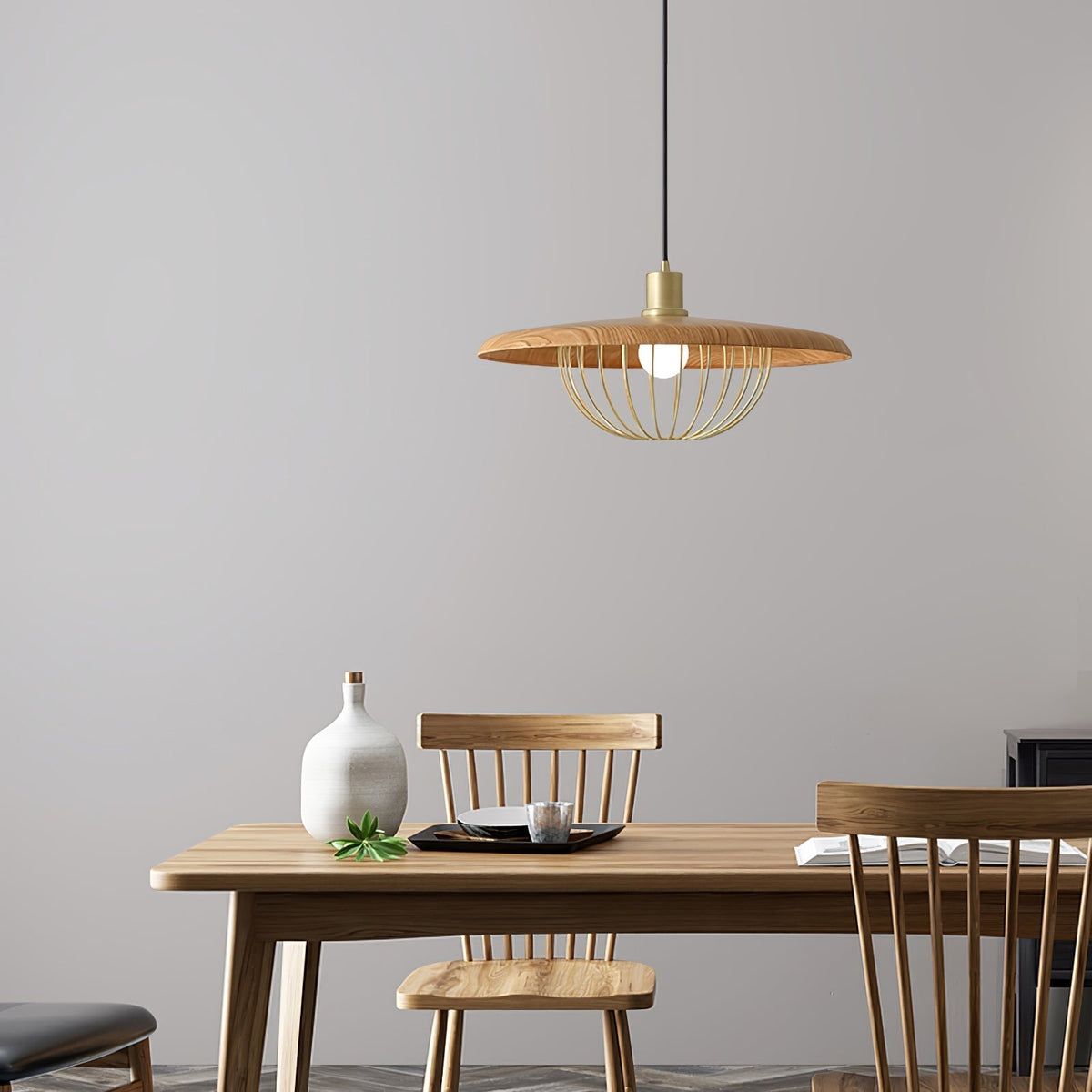 Rinoira lámpara colgante de madera estilo retro vintage