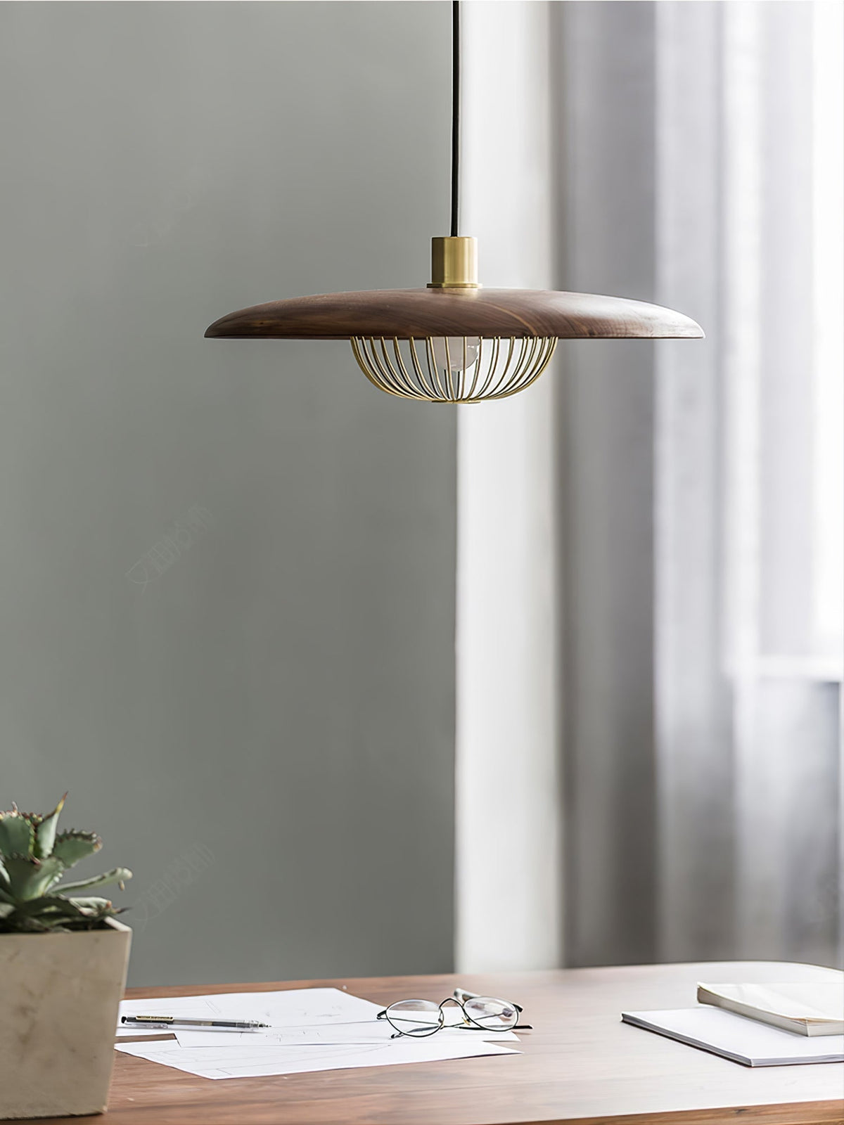 Rinoira lámpara colgante de madera estilo retro vintage