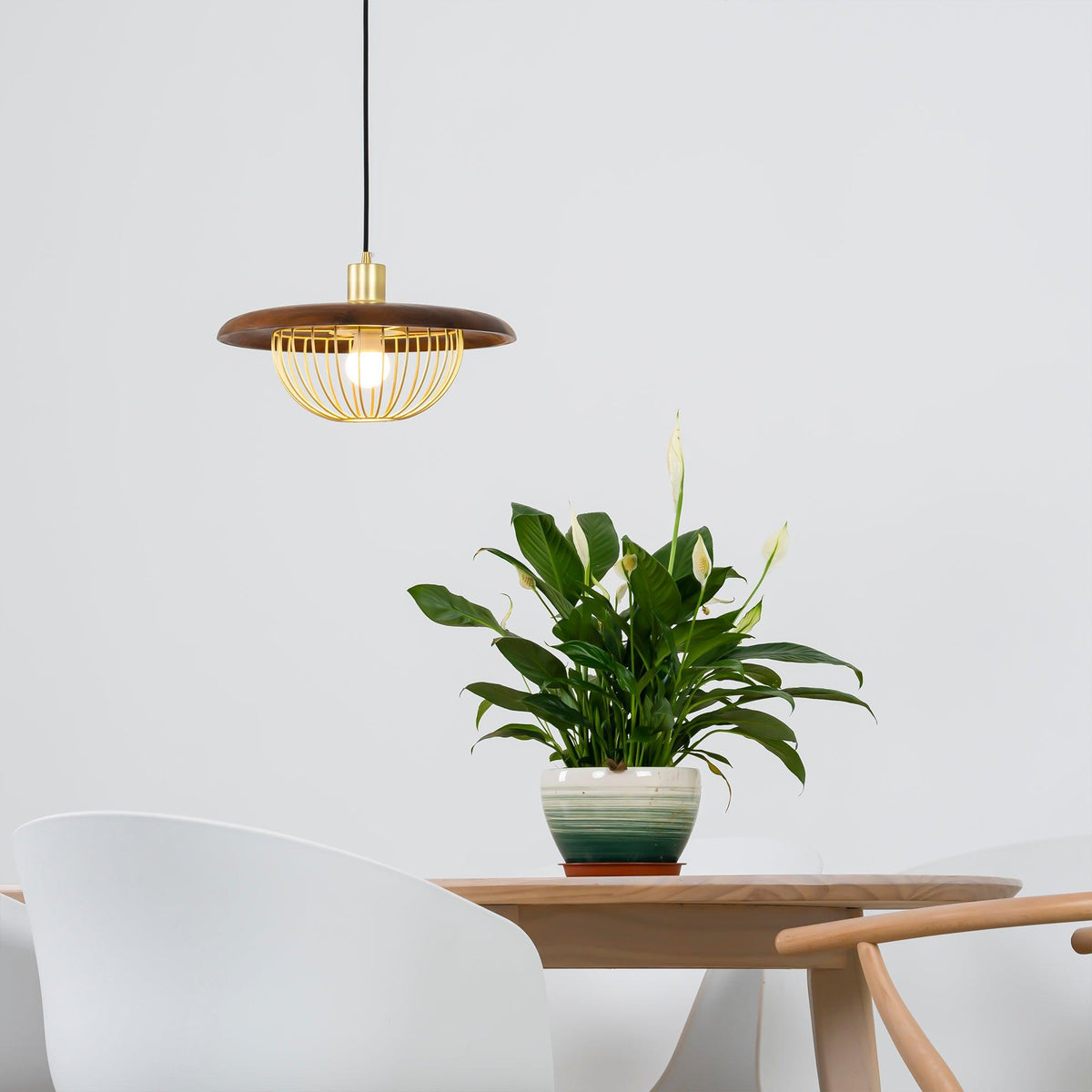 Rinoira lámpara colgante de madera estilo retro vintage