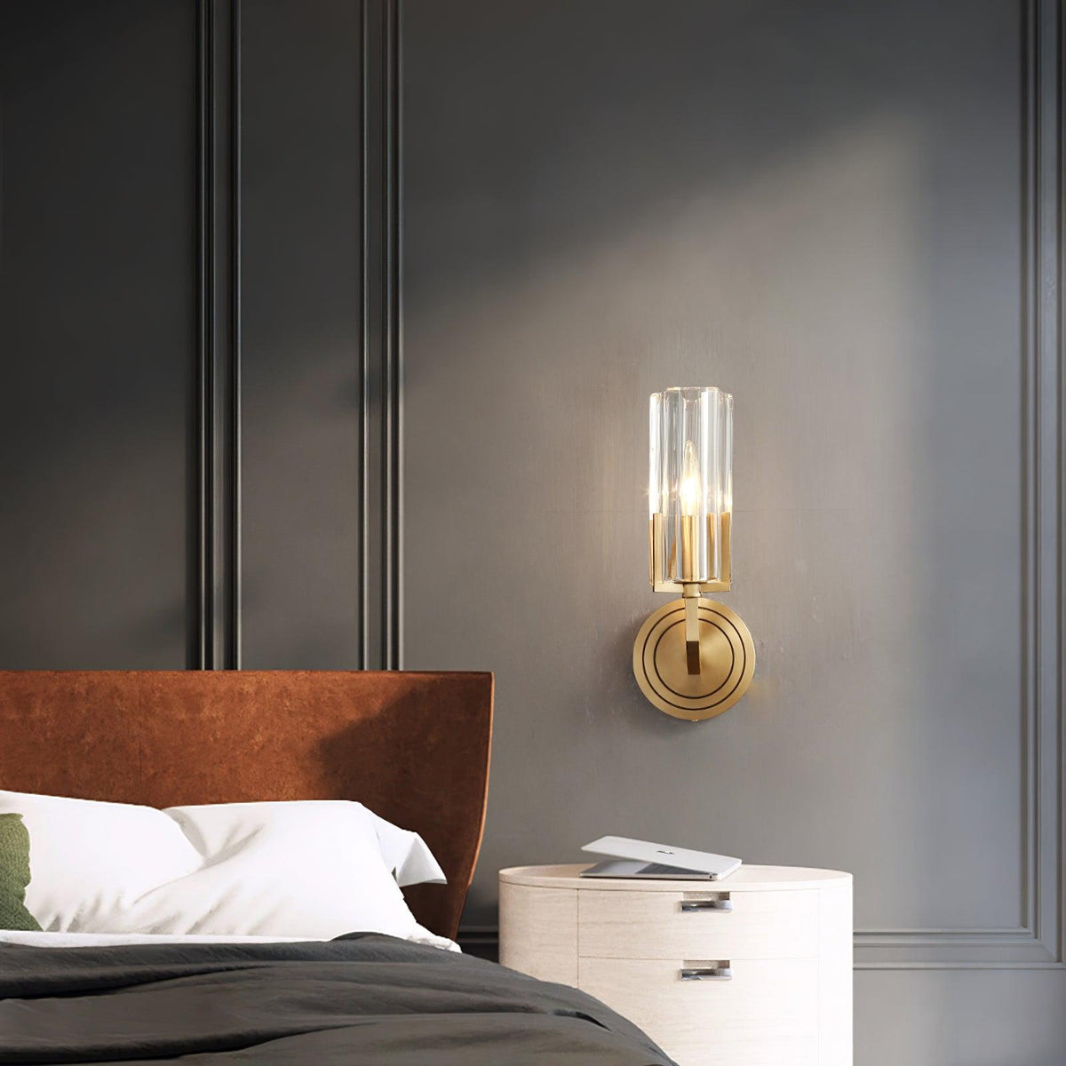 Coen aplique de pared Premium Elegancia en latón con vidrio