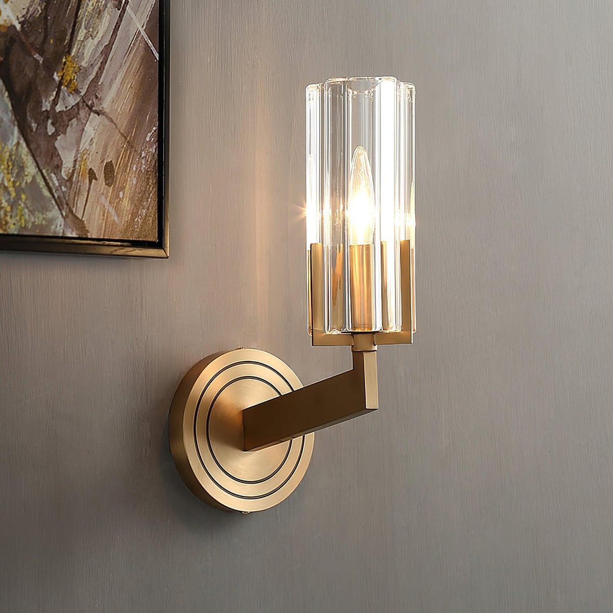 Coen aplique de pared Premium Elegancia en latón con vidrio