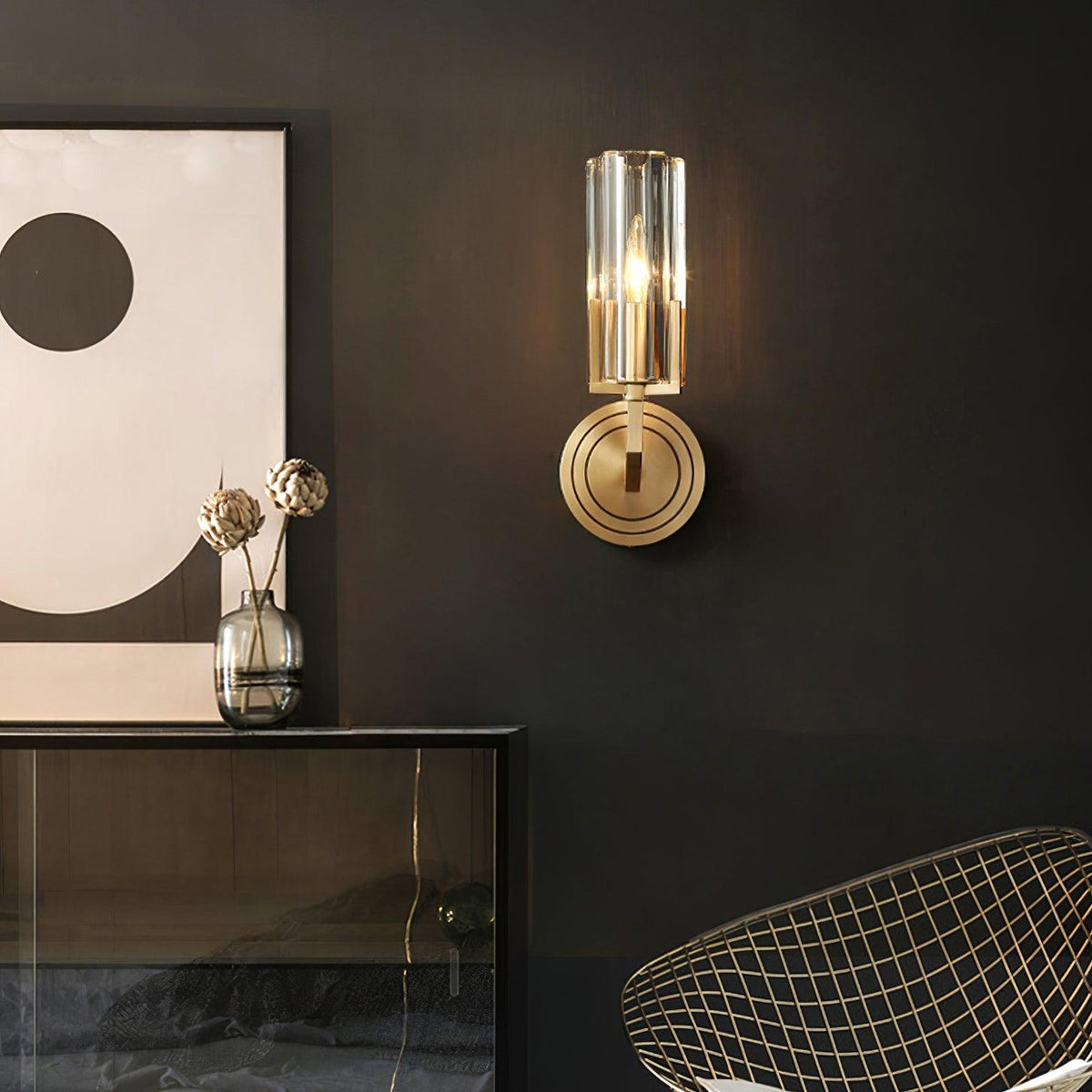 Coen aplique de pared Premium Elegancia en latón con vidrio