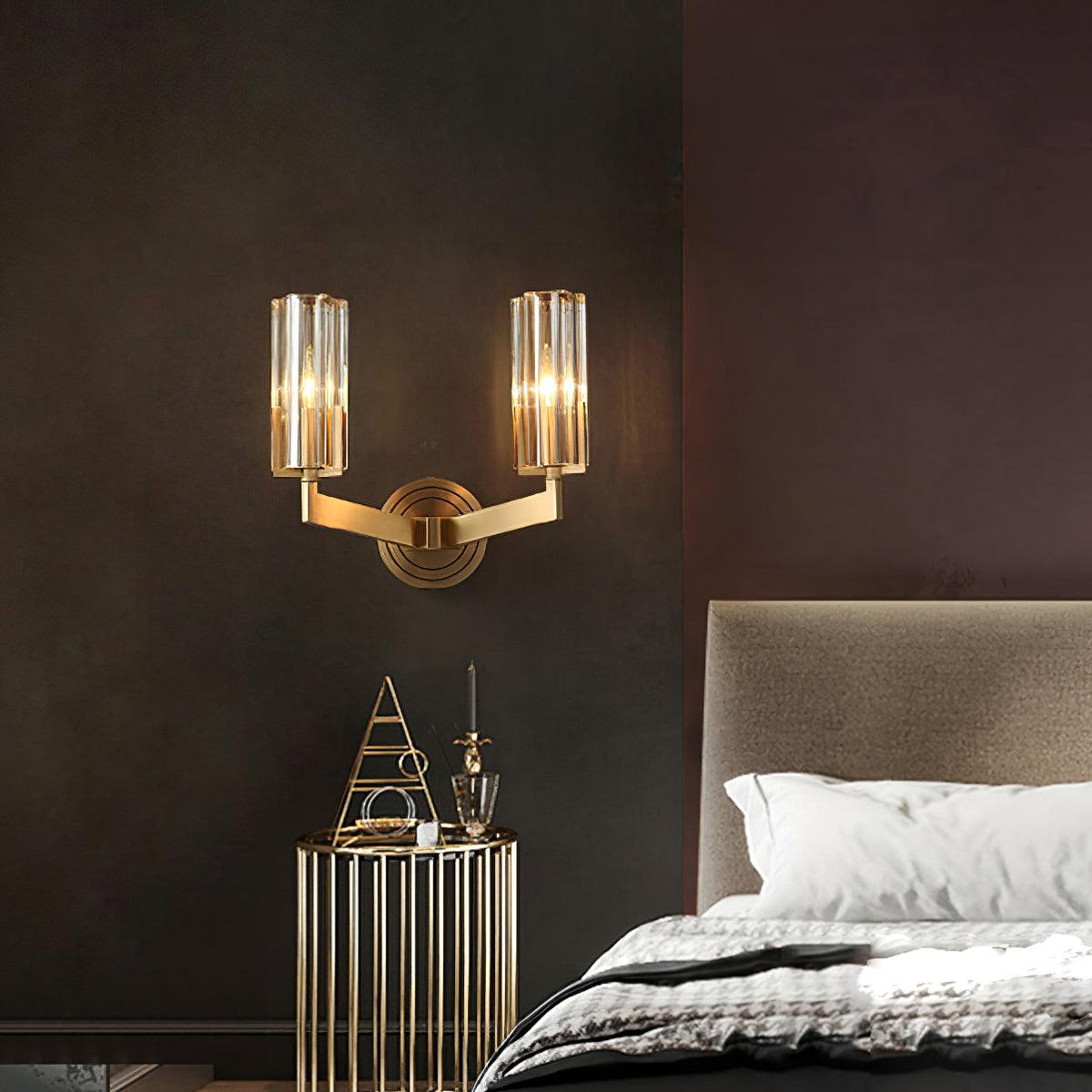 Coen aplique de pared Premium Elegancia en latón con vidrio
