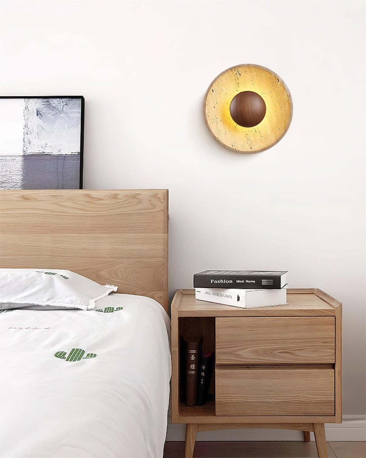 Norvian aplique de pared redondo de travertino minimalista