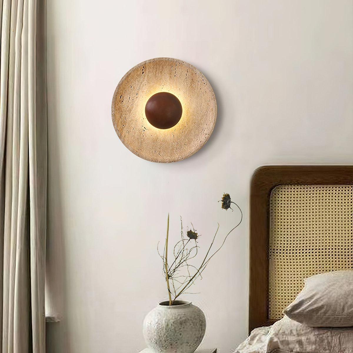Norvian aplique de pared redondo de travertino minimalista