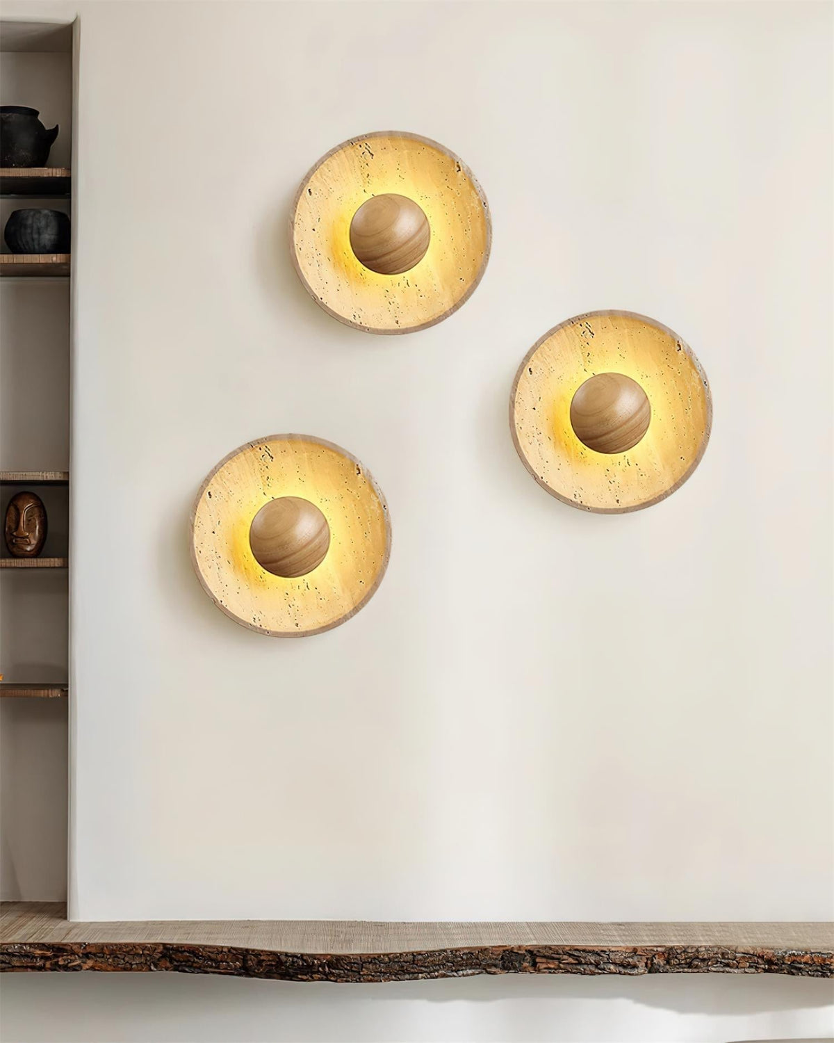 Norvian aplique de pared redondo de travertino minimalista