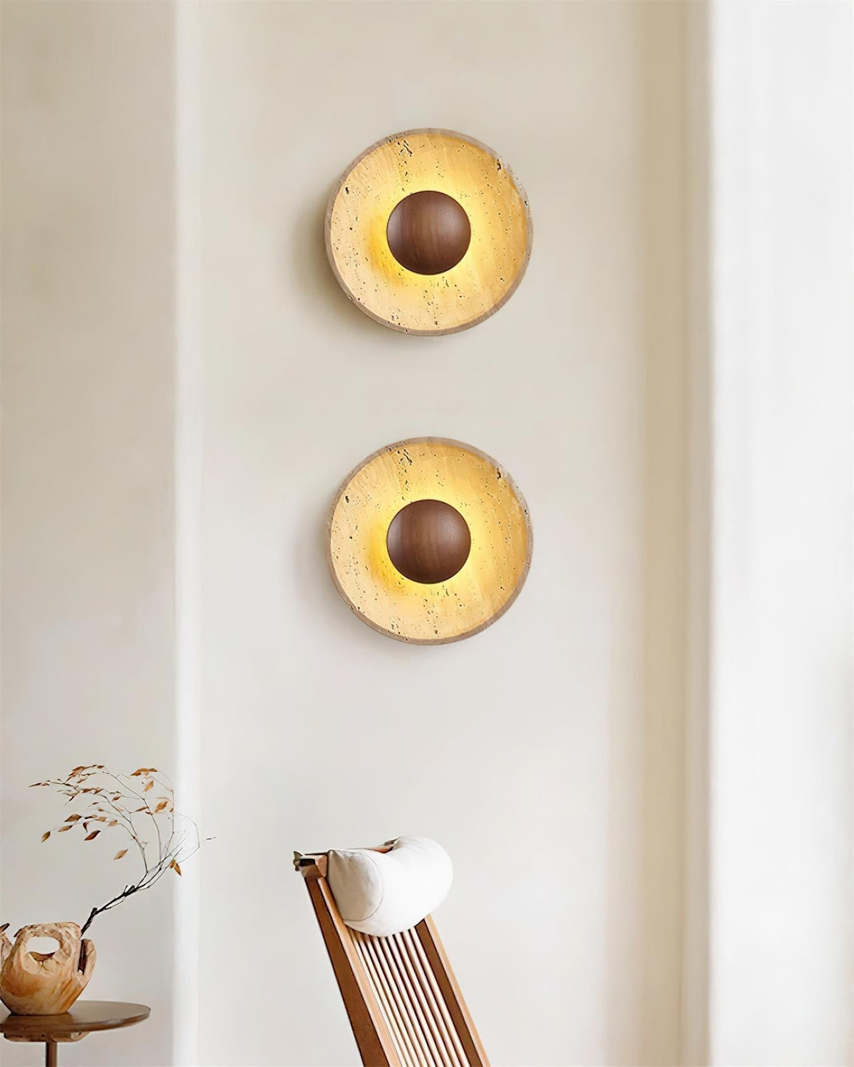 Norvian aplique de pared redondo de travertino minimalista