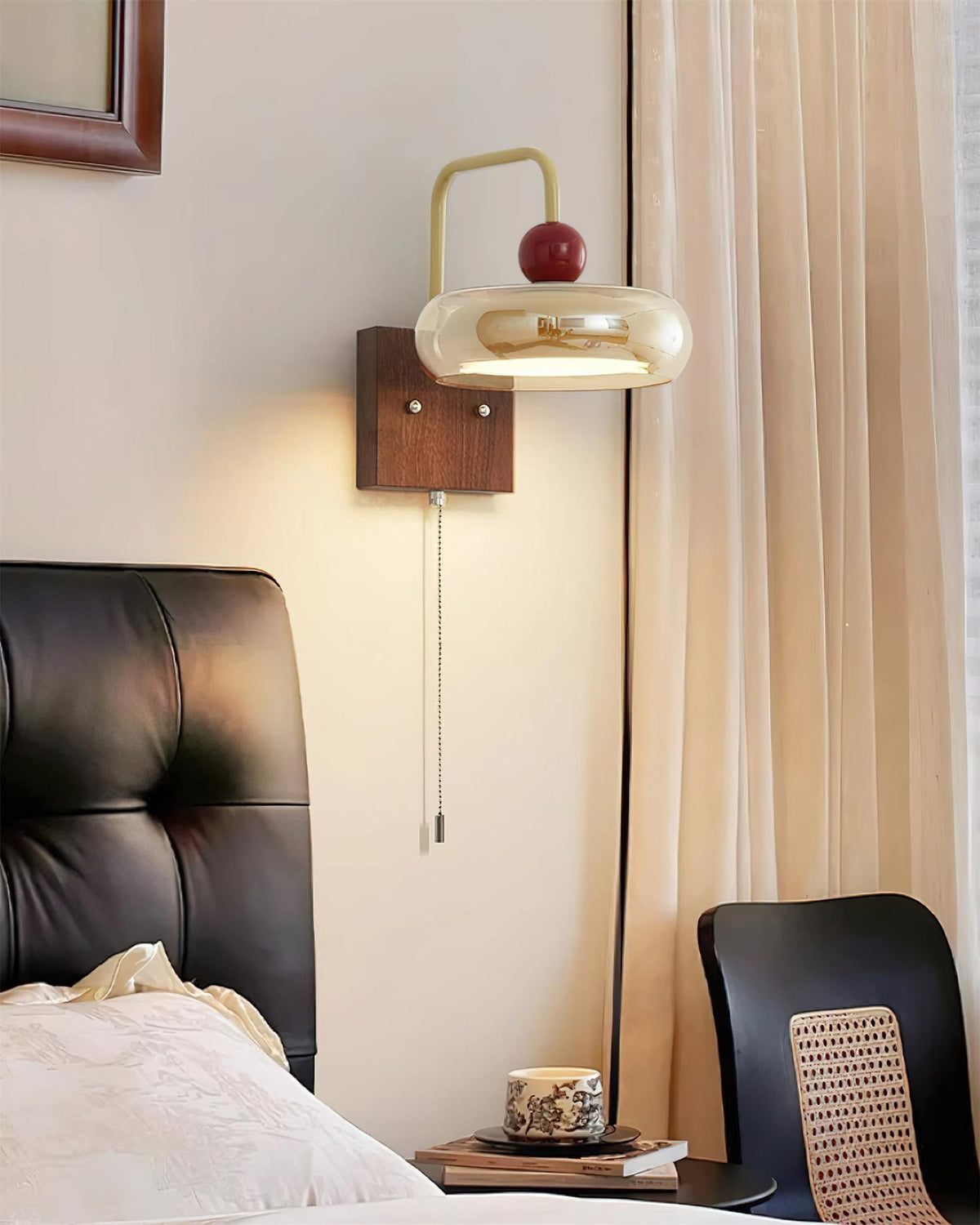 Lumiva aplique de pared con vidrio y madera