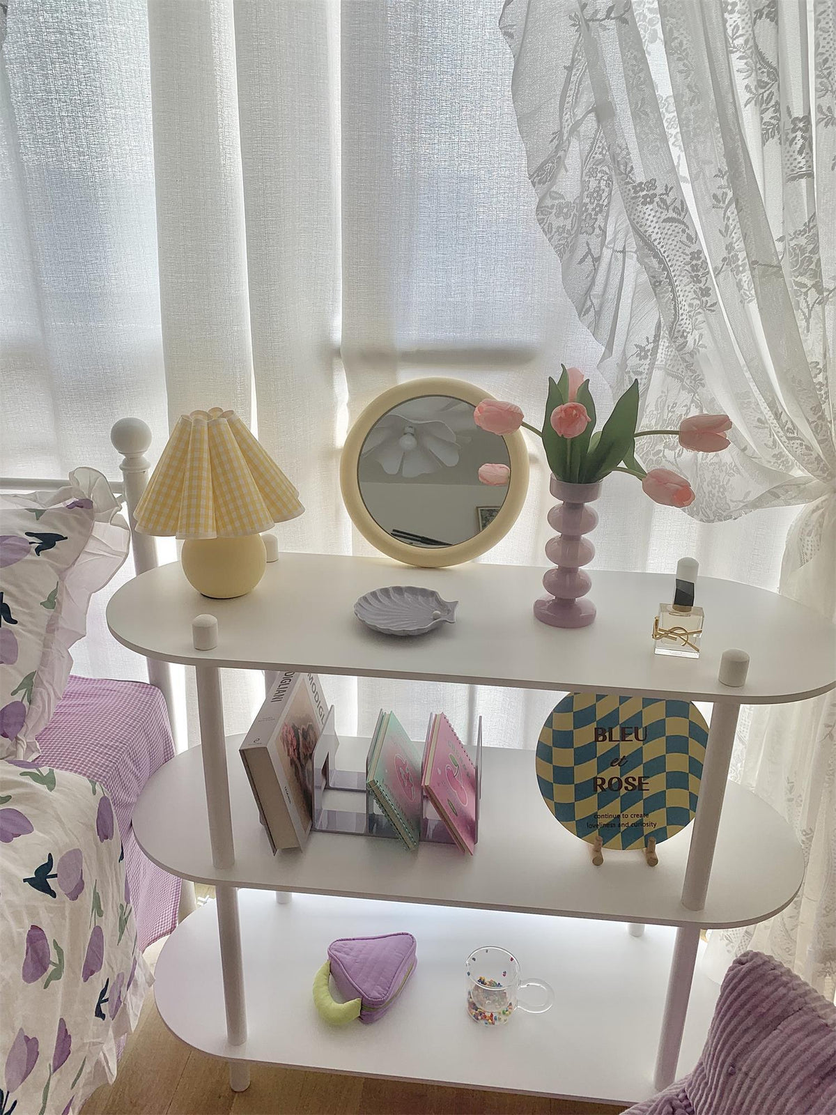 Nirixon lámpara de mesa de tejido caprichosa