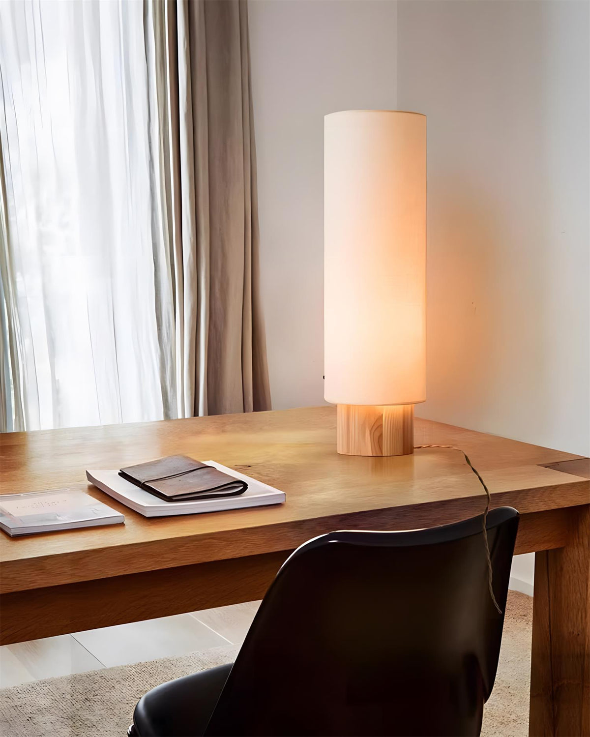 Alderielle lámpara de mesa de madera nogal