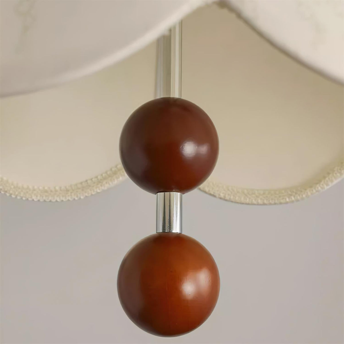 Lámpara colgante de tejido con detalles de madera estilo vintage para sala de estar