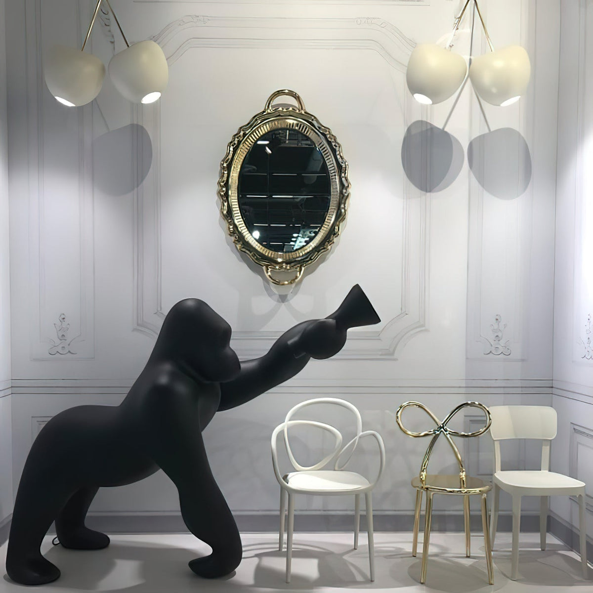 Zasolil lámpara de pie artística de resina Gorilla