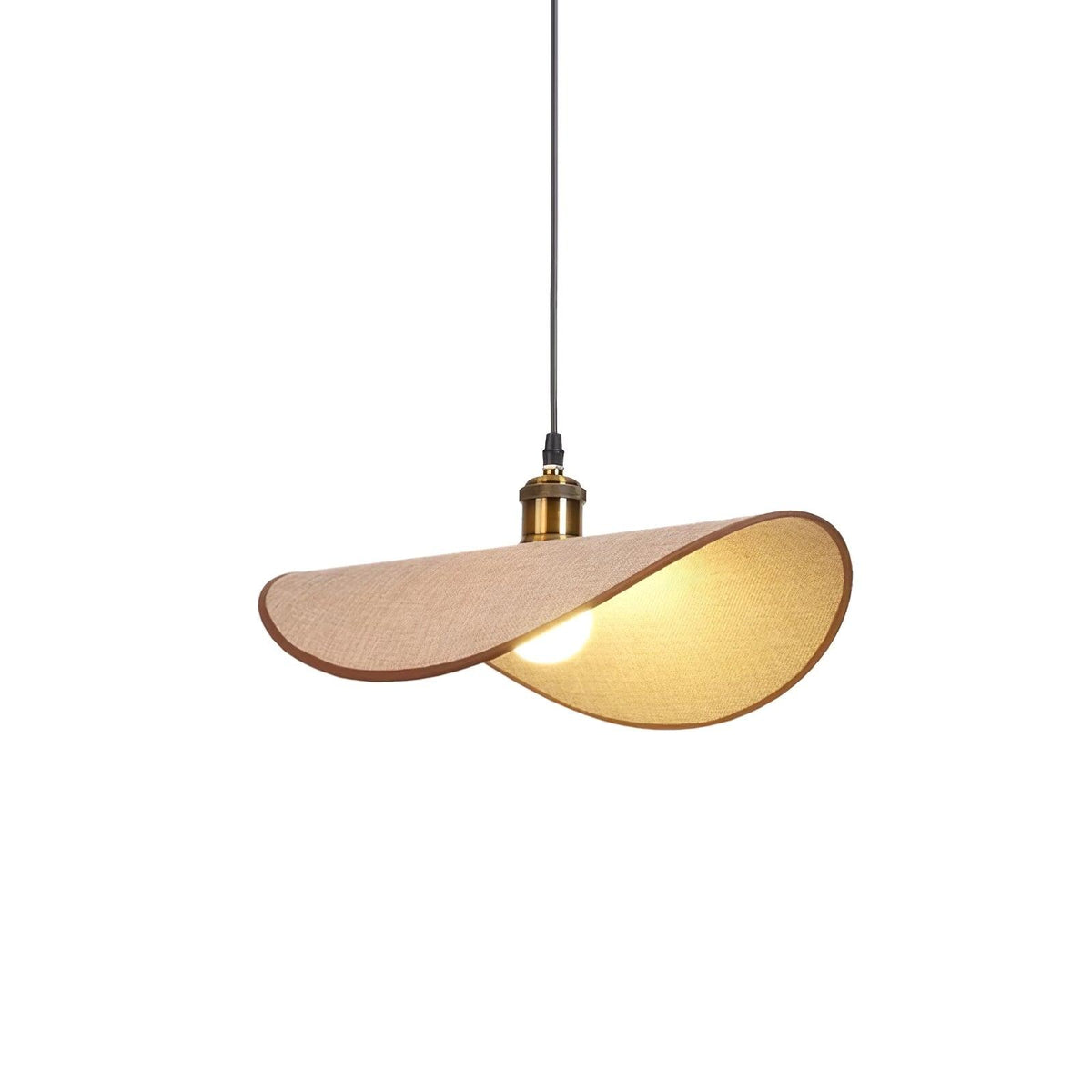 Mirelle lámpara colgante con pantalla de lino y estructura de madera minimalista de tejido
