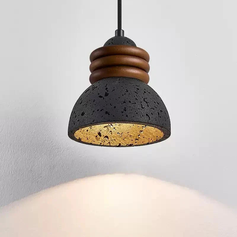 Riso lámpara colgante anillo negro travertino