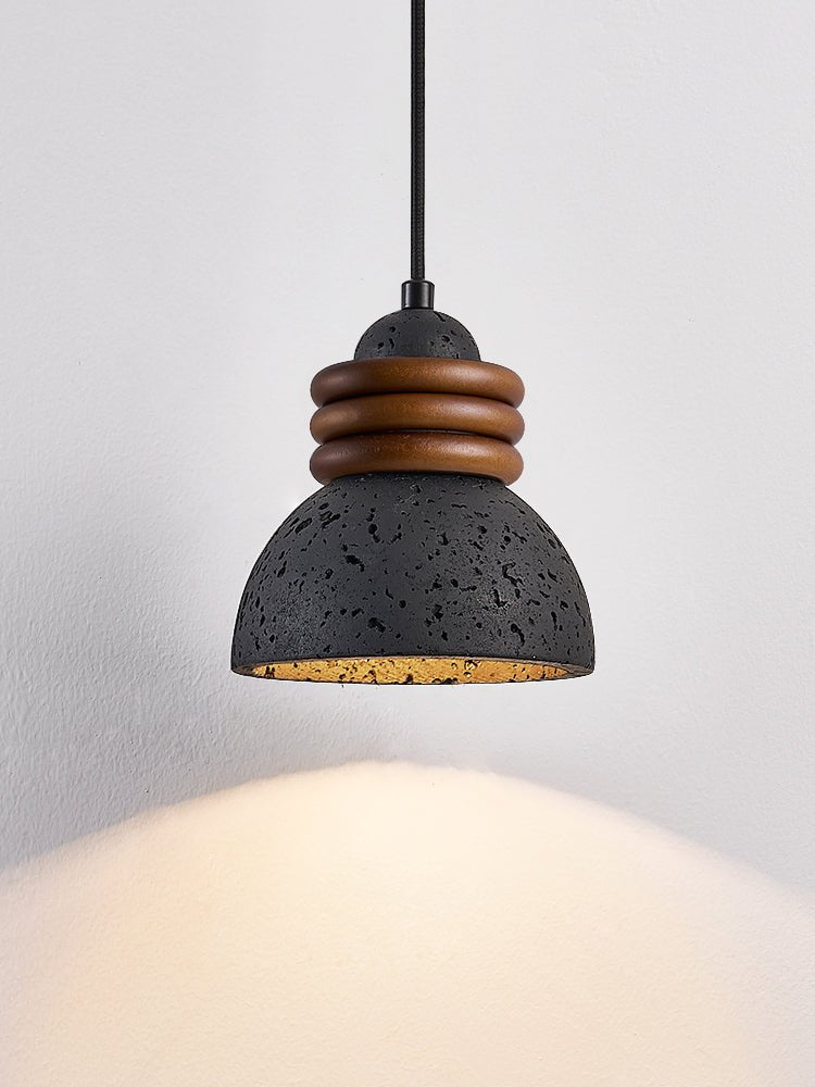 Riso lámpara colgante anillo negro travertino