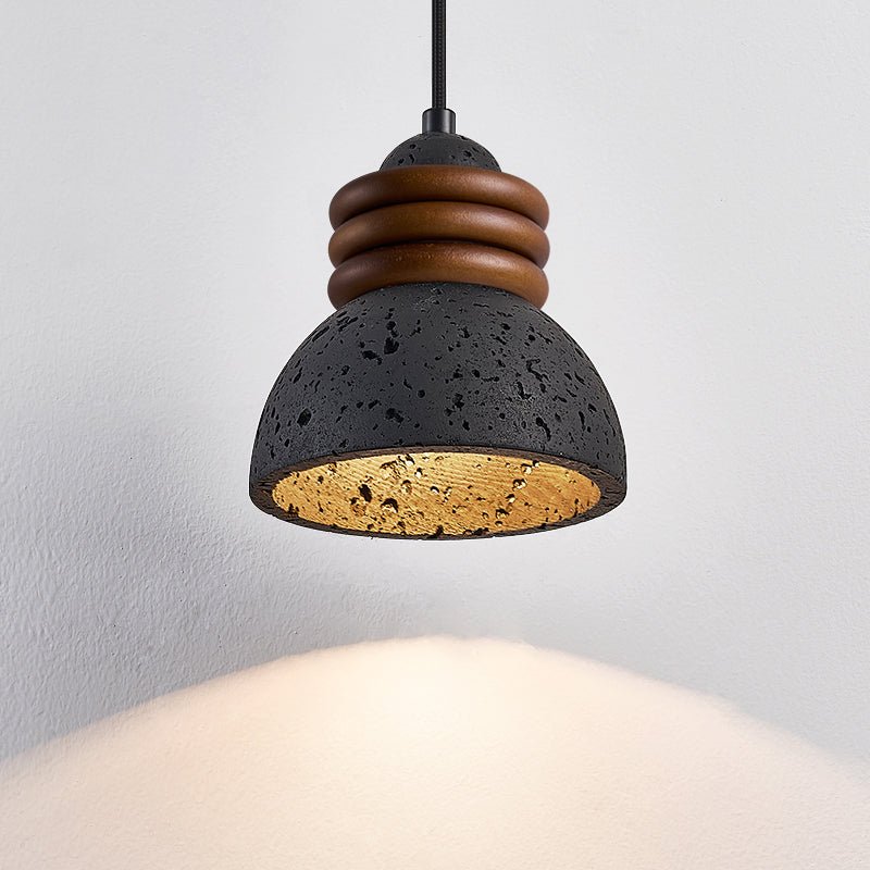 Riso lámpara colgante anillo negro travertino