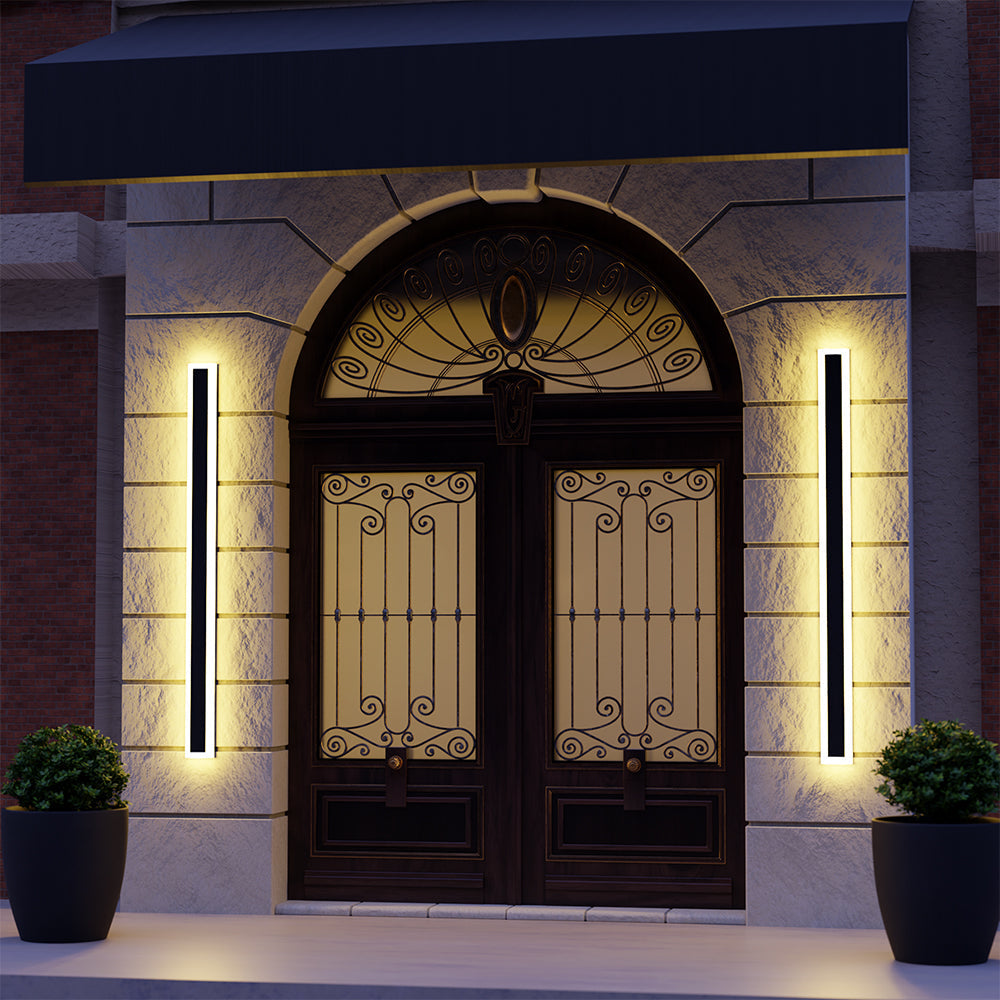 Ray Moderna Lineal Metal Aplique de Pared Exterior Negra
