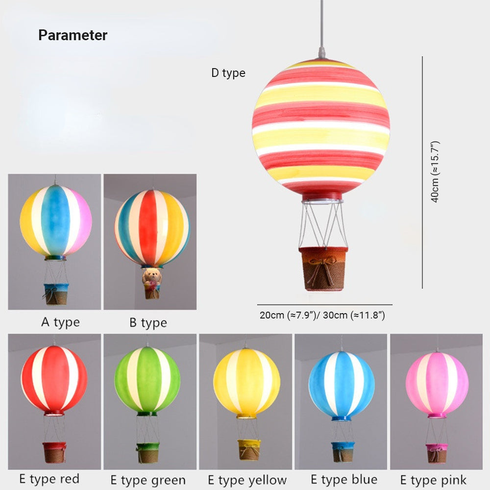 Nordic Moderna Infantil Globo Aerostático Acrílico Lámpara Colgante Azul/Rosa/Verde