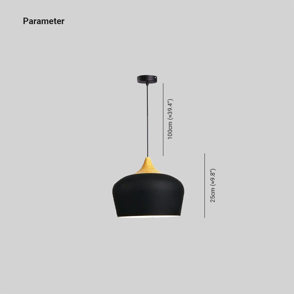 Nordic Minimalista Semicircular Matel/Madera Lámpara Colgante Blanca/Negra