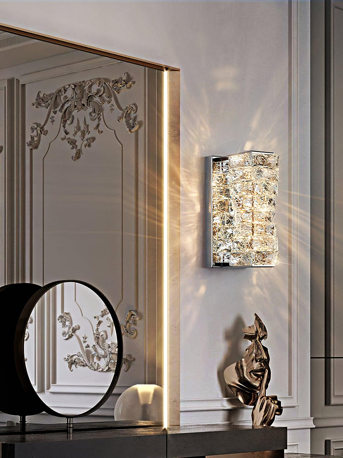 Ilvelia aplique de pared de lujo con cristal