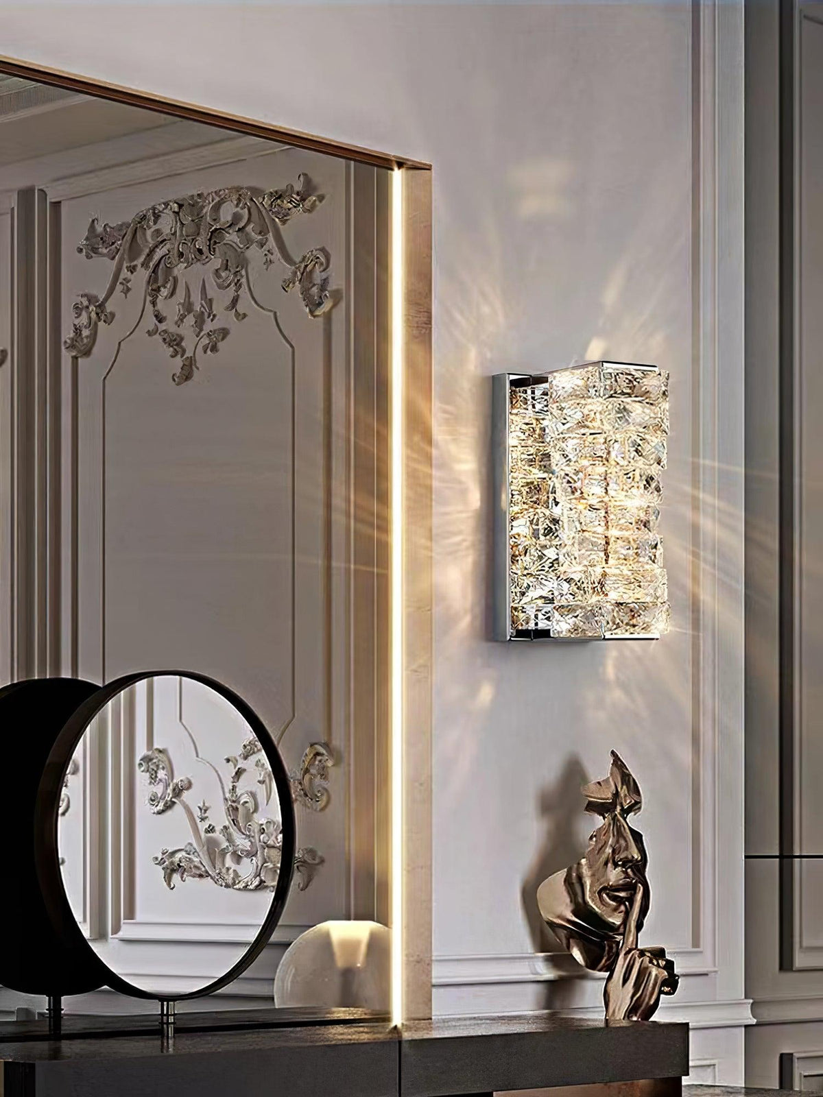 Ilvelia aplique de pared de lujo con cristal