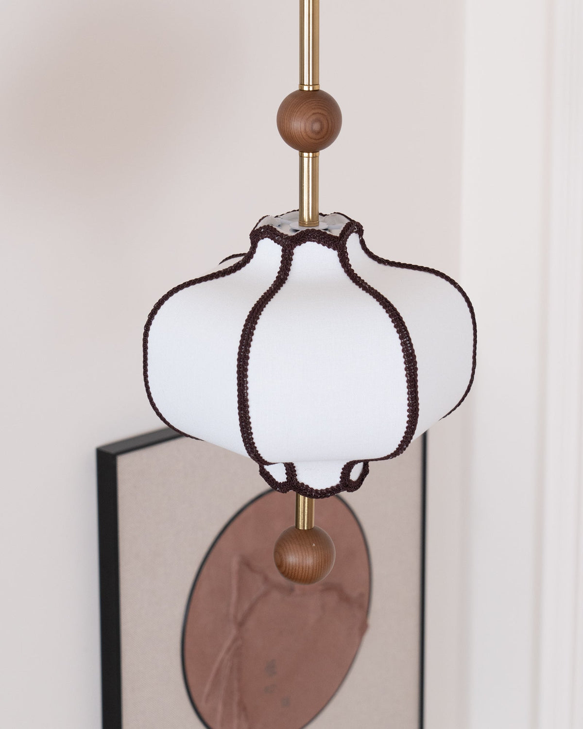 Miralielle lámpara colgante estilo farol de tejido para sala de estar