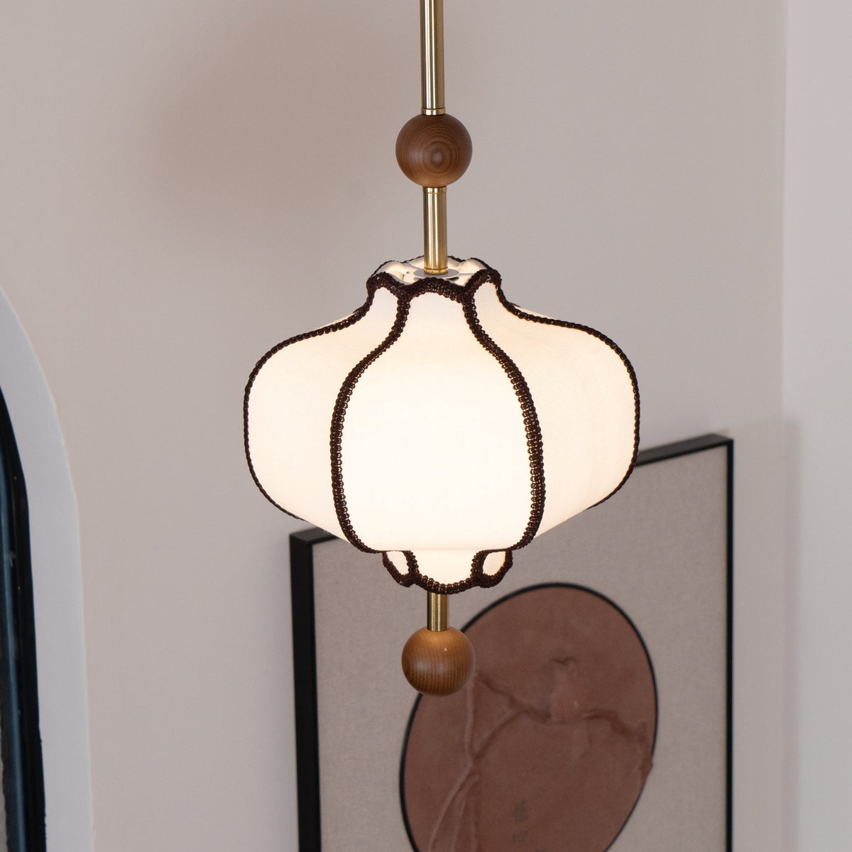 Miralielle lámpara colgante estilo farol de tejido para sala de estar