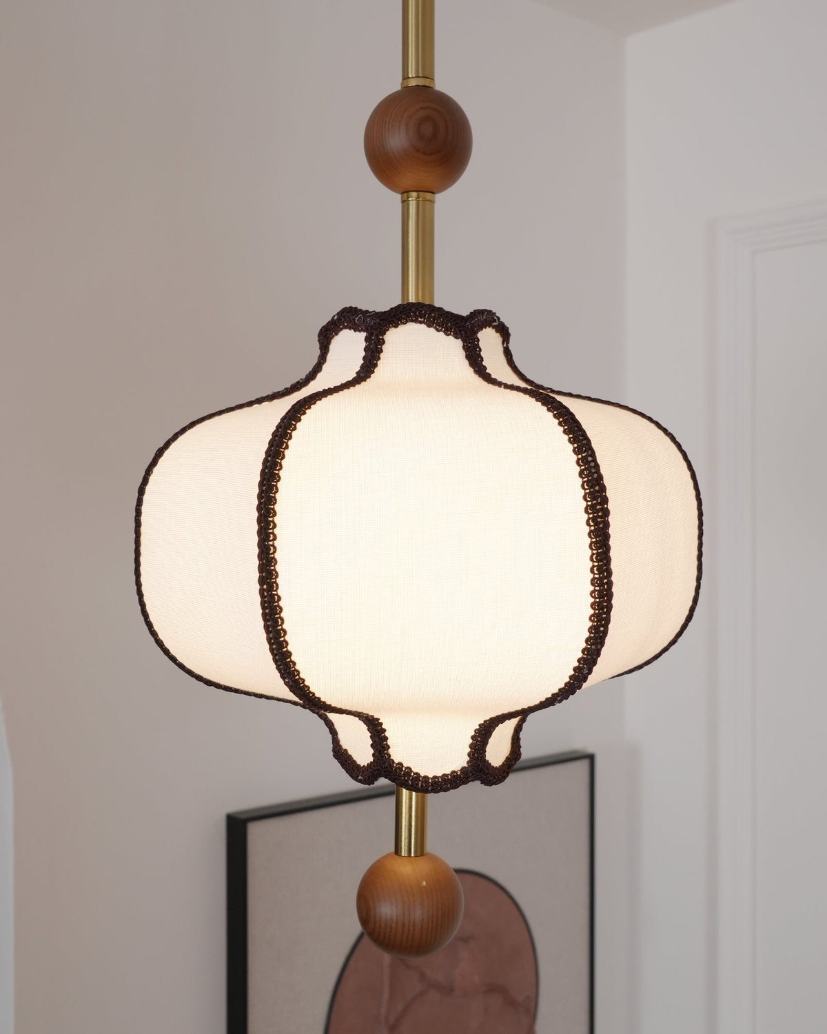 Miralielle lámpara colgante estilo farol de tejido para sala de estar