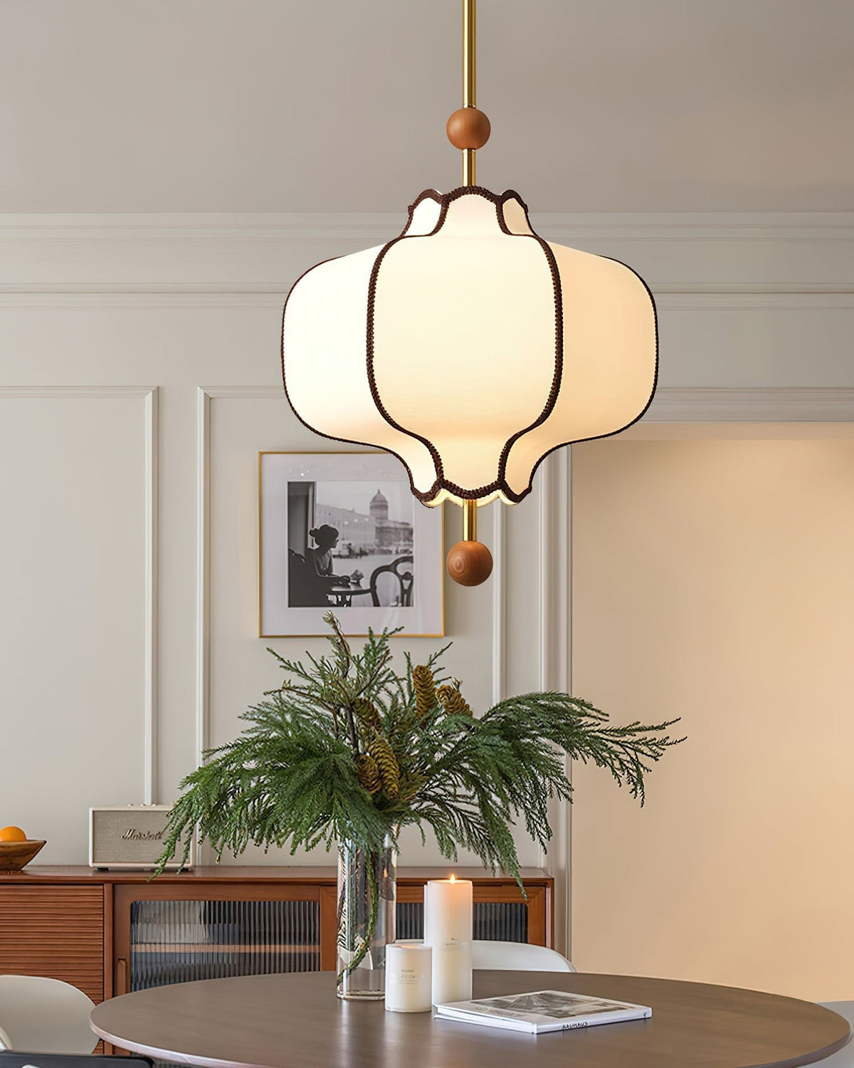 Miralielle lámpara colgante estilo farol de tejido para sala de estar