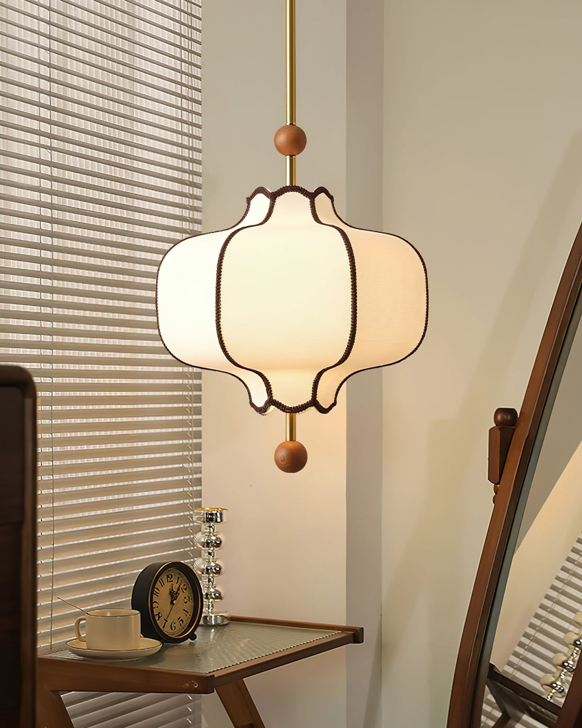 Miralielle lámpara colgante estilo farol de tejido para sala de estar