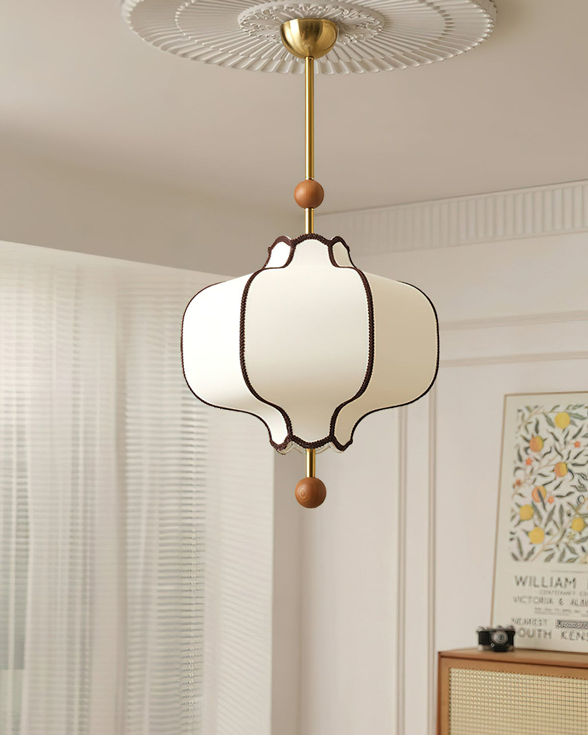 Miralielle lámpara colgante estilo farol de tejido para sala de estar