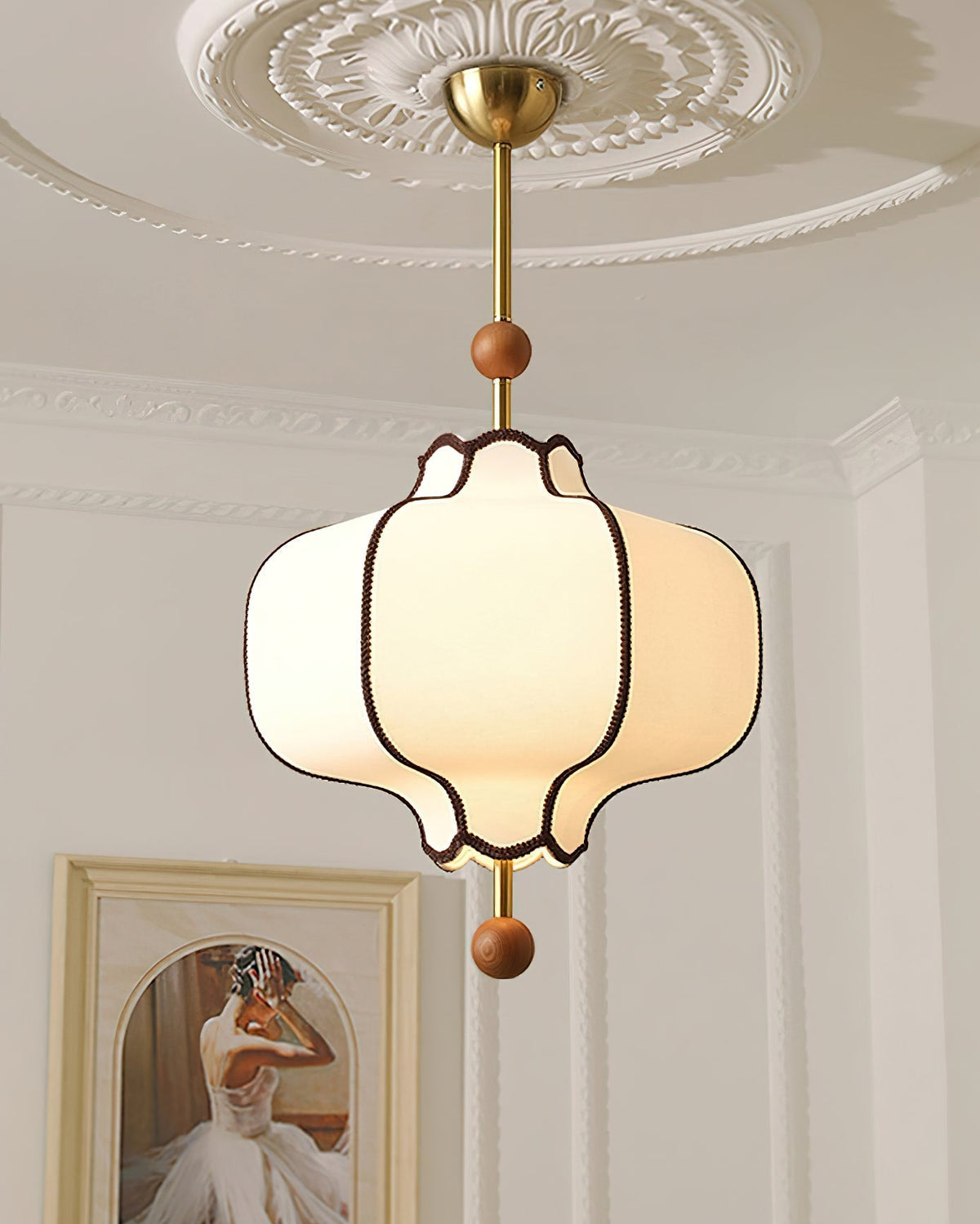 Miralielle lámpara colgante estilo farol de tejido para sala de estar