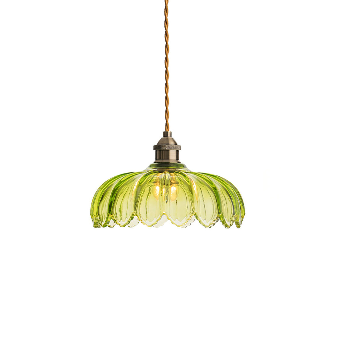 Limea lámpara colgante de vidrio verde en forma de flor