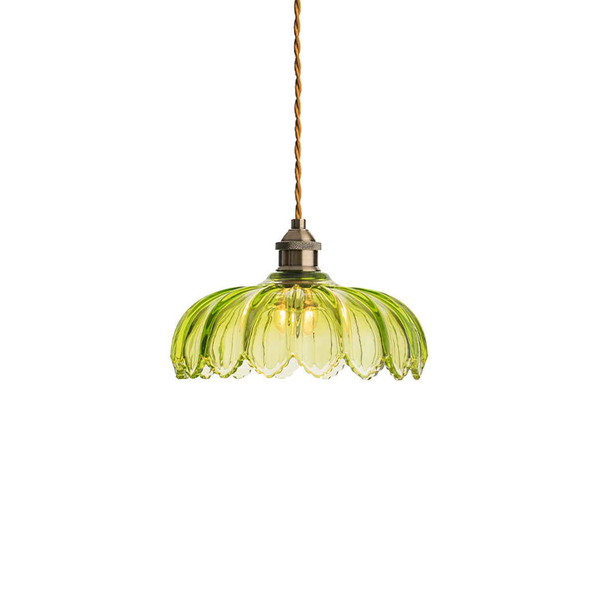 Limea lámpara colgante de vidrio verde en forma de flor