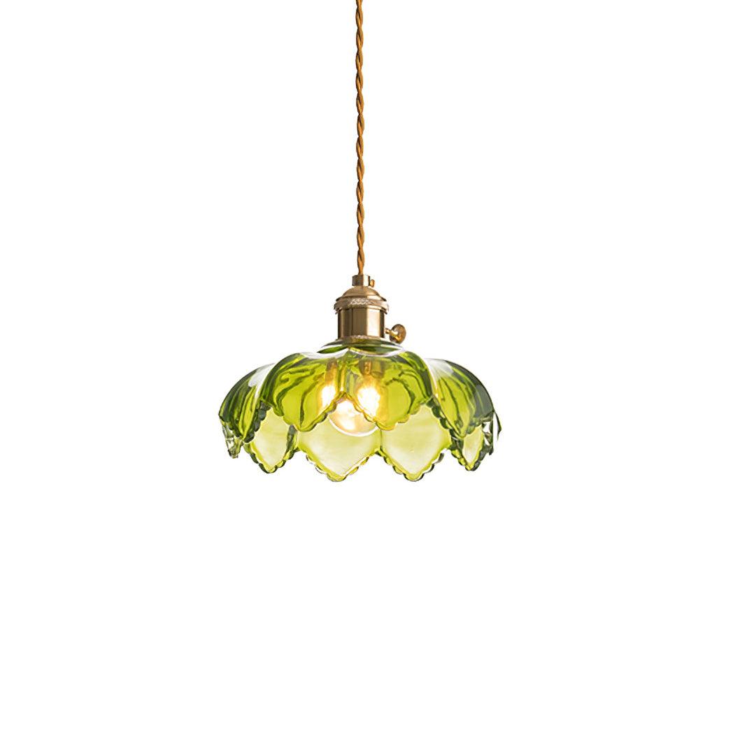 Limea lámpara colgante de vidrio verde en forma de flor
