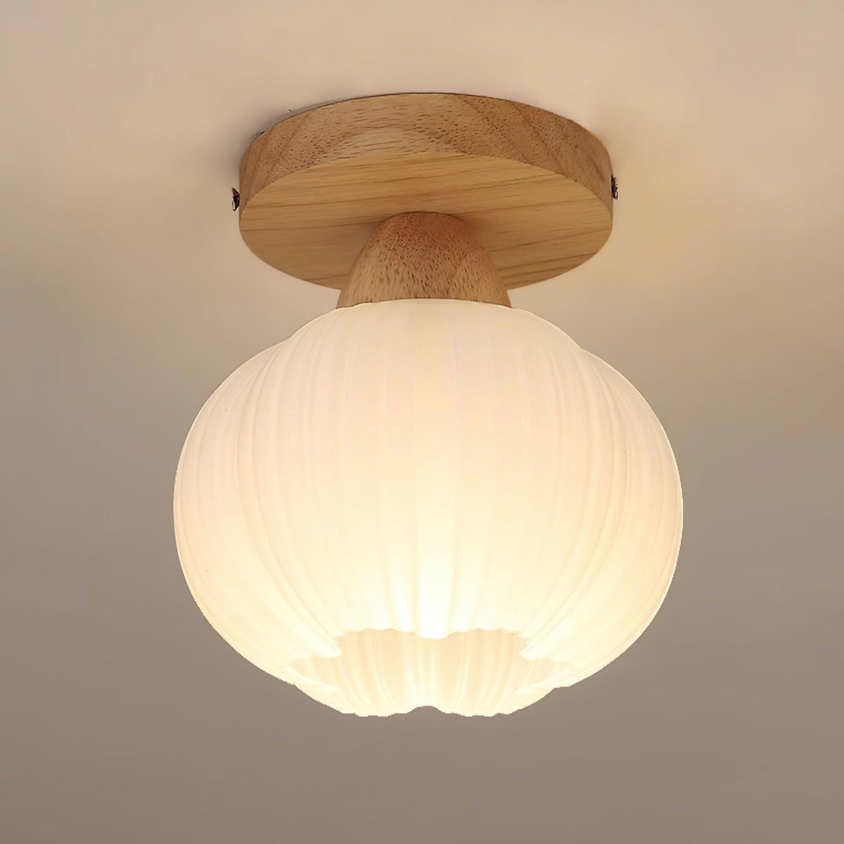 Dura lámpara de techo grande bolsa de flor de madera