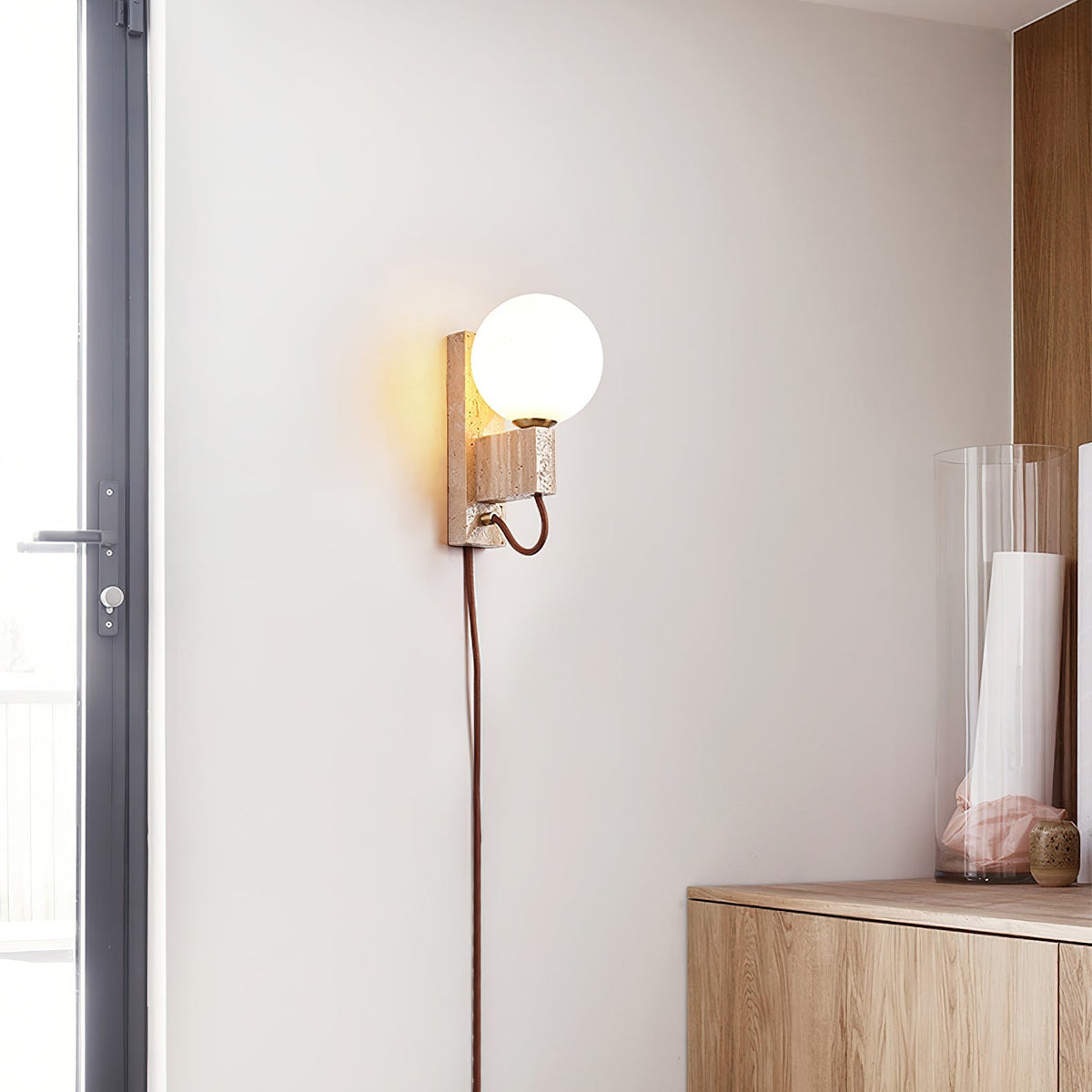 Talt aplique de pared Globo-travertino