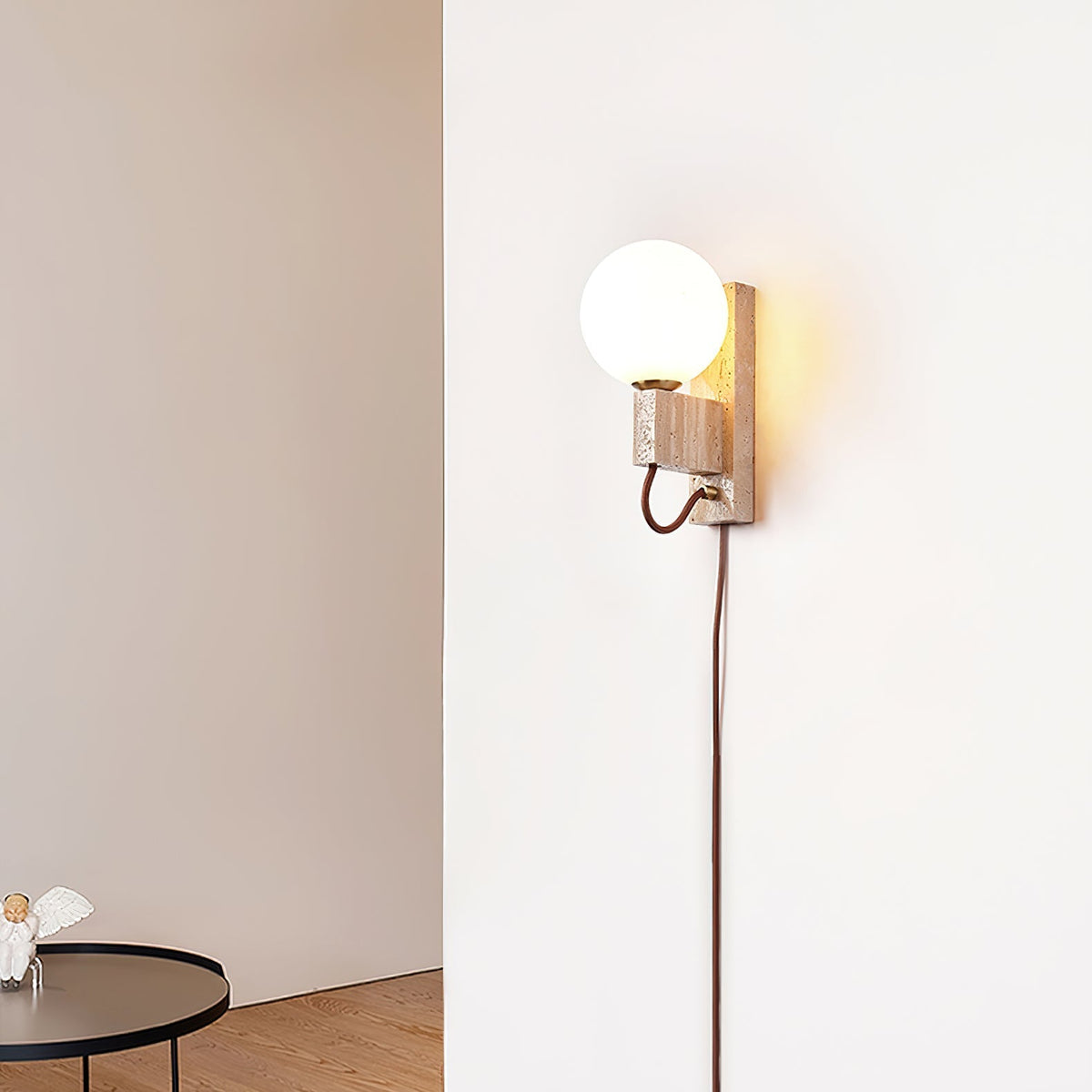 Talt aplique de pared Globo-travertino