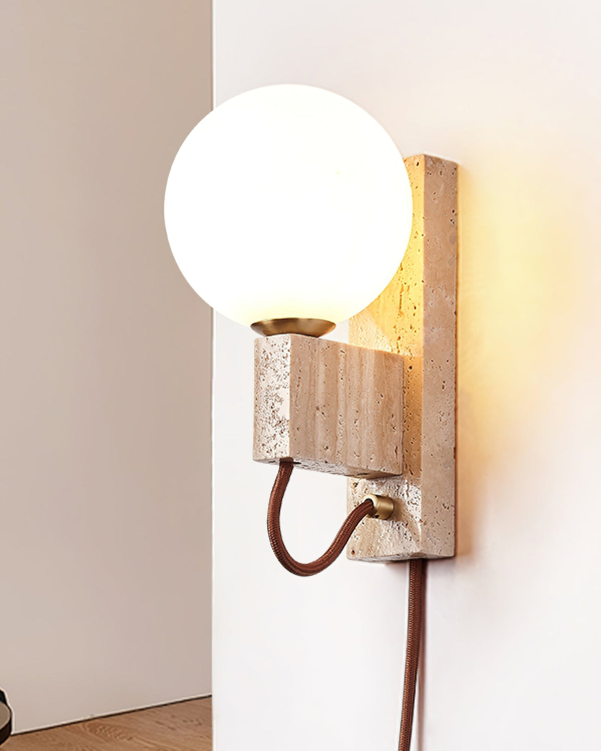 Talt aplique de pared Globo-travertino