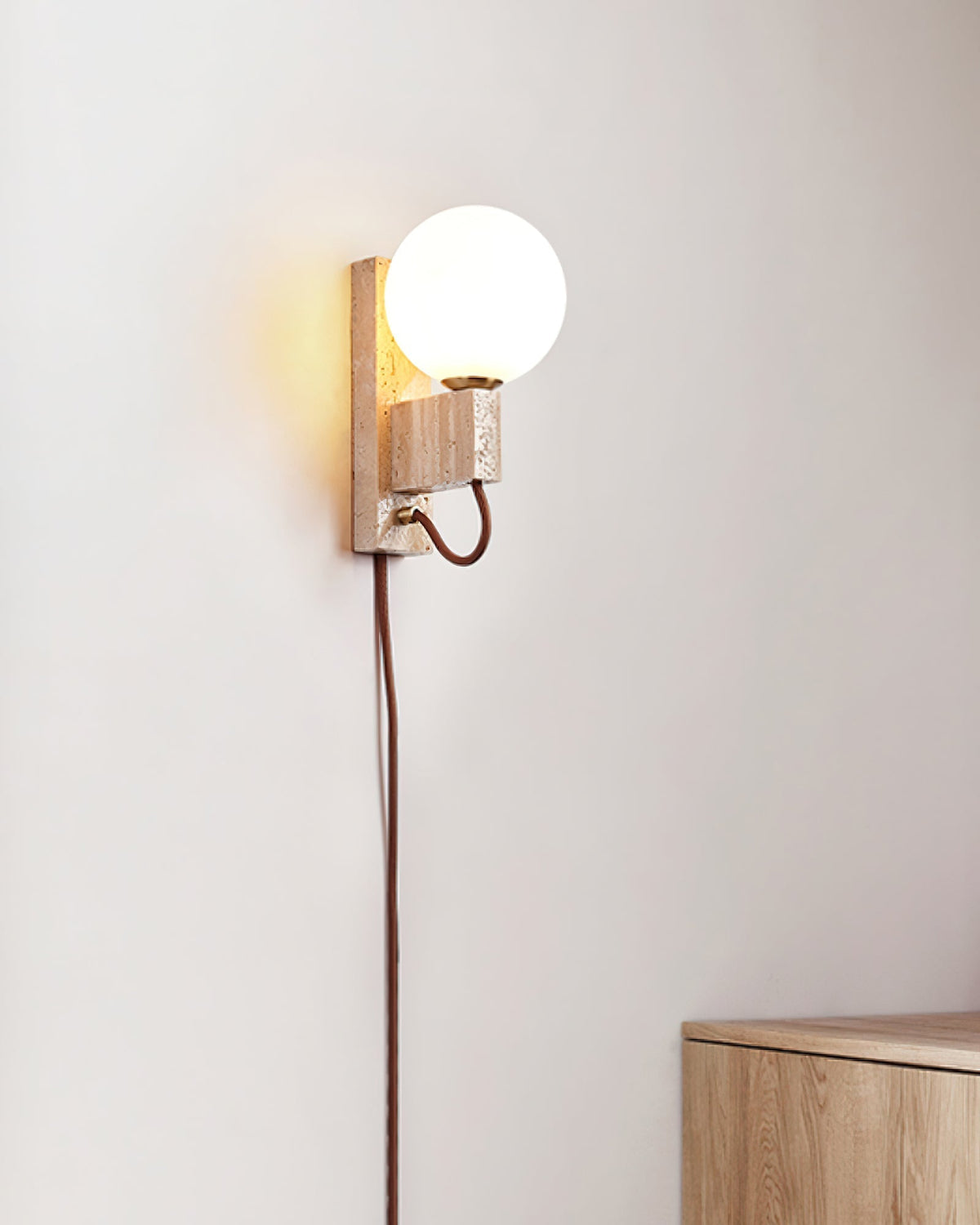 Talt aplique de pared Globo-travertino