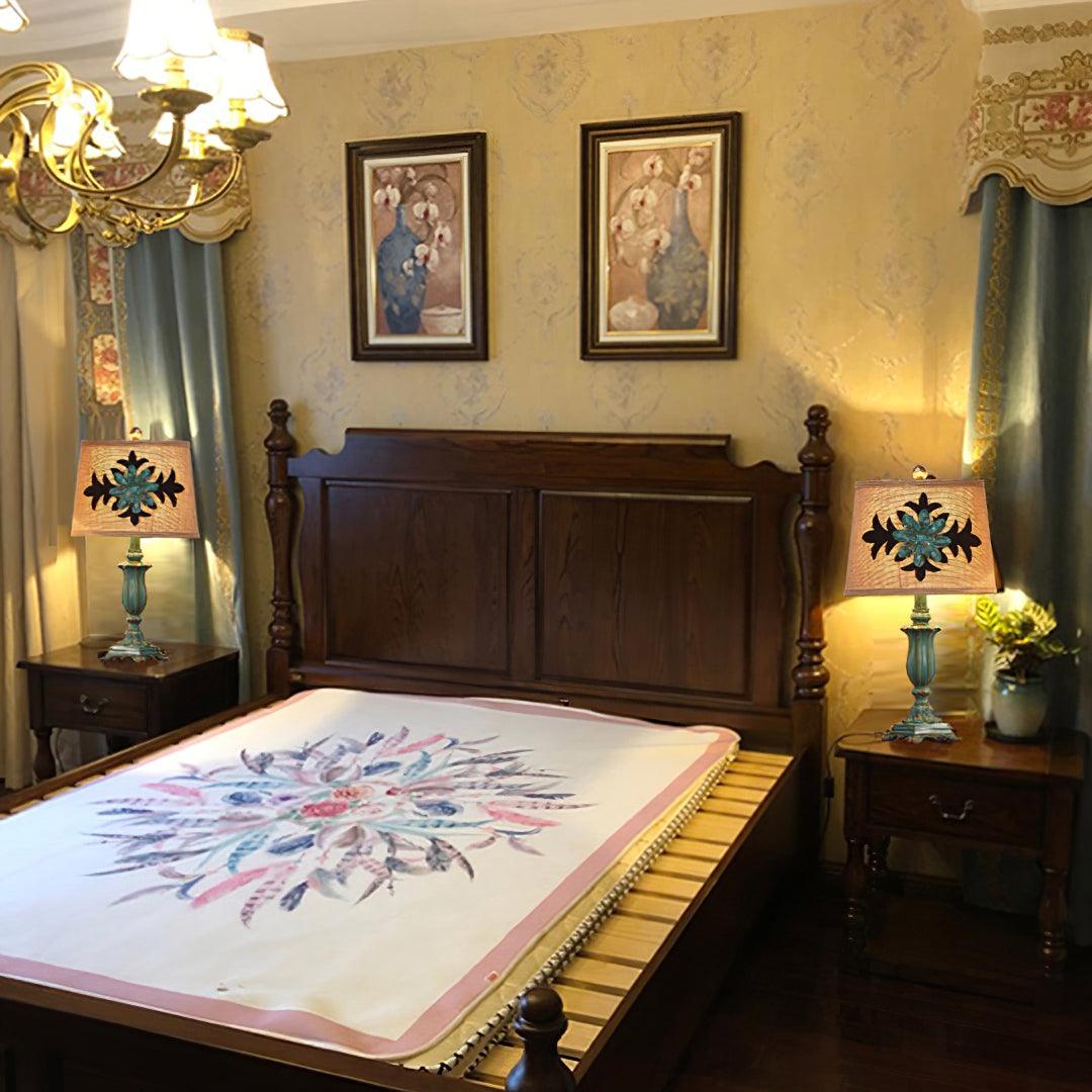 Xild lámpara de mesa de resina y tejido