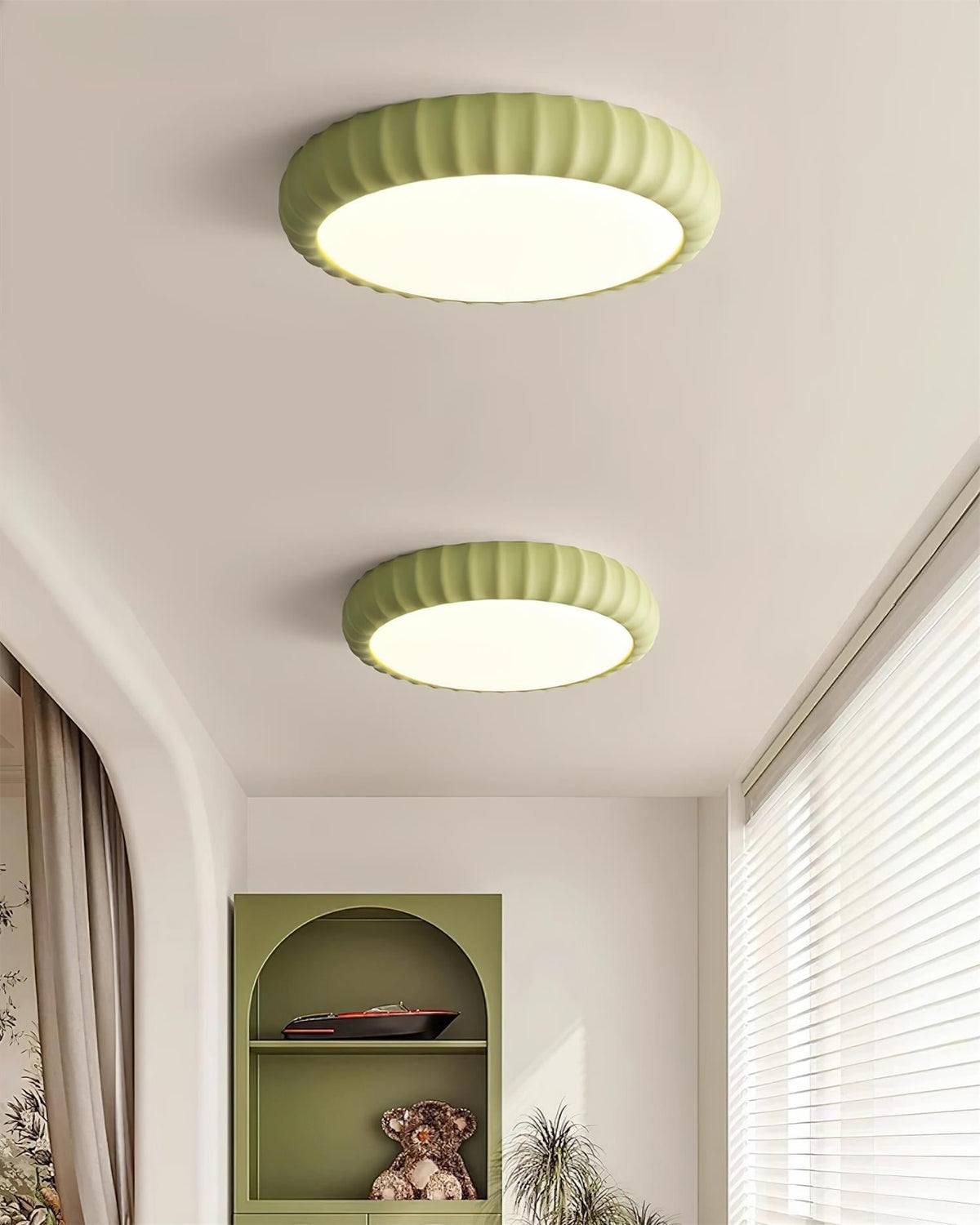 Lámpara de techo moderna minimalista de resina verde con acabado mate